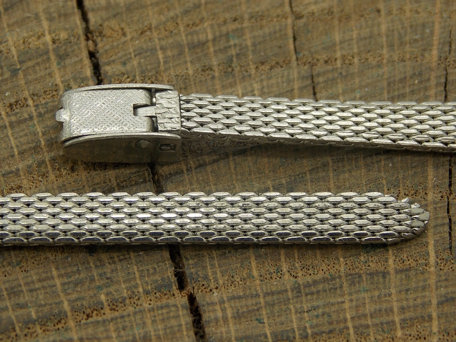 Vintage Watch Band NOS Unused Stainless Steel Mesh Sliding Clasp C-Ring Ladies