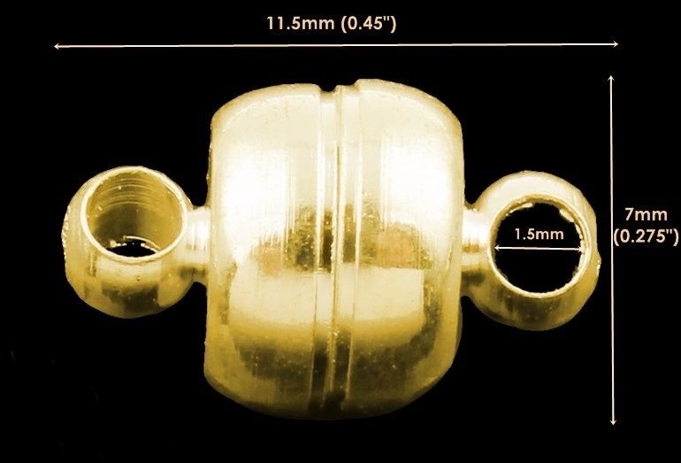 20 GOLD Plated MAGNETIC CLASPS ~ 11x7mm Barrel ~ Drum shape STRONG Magnets!