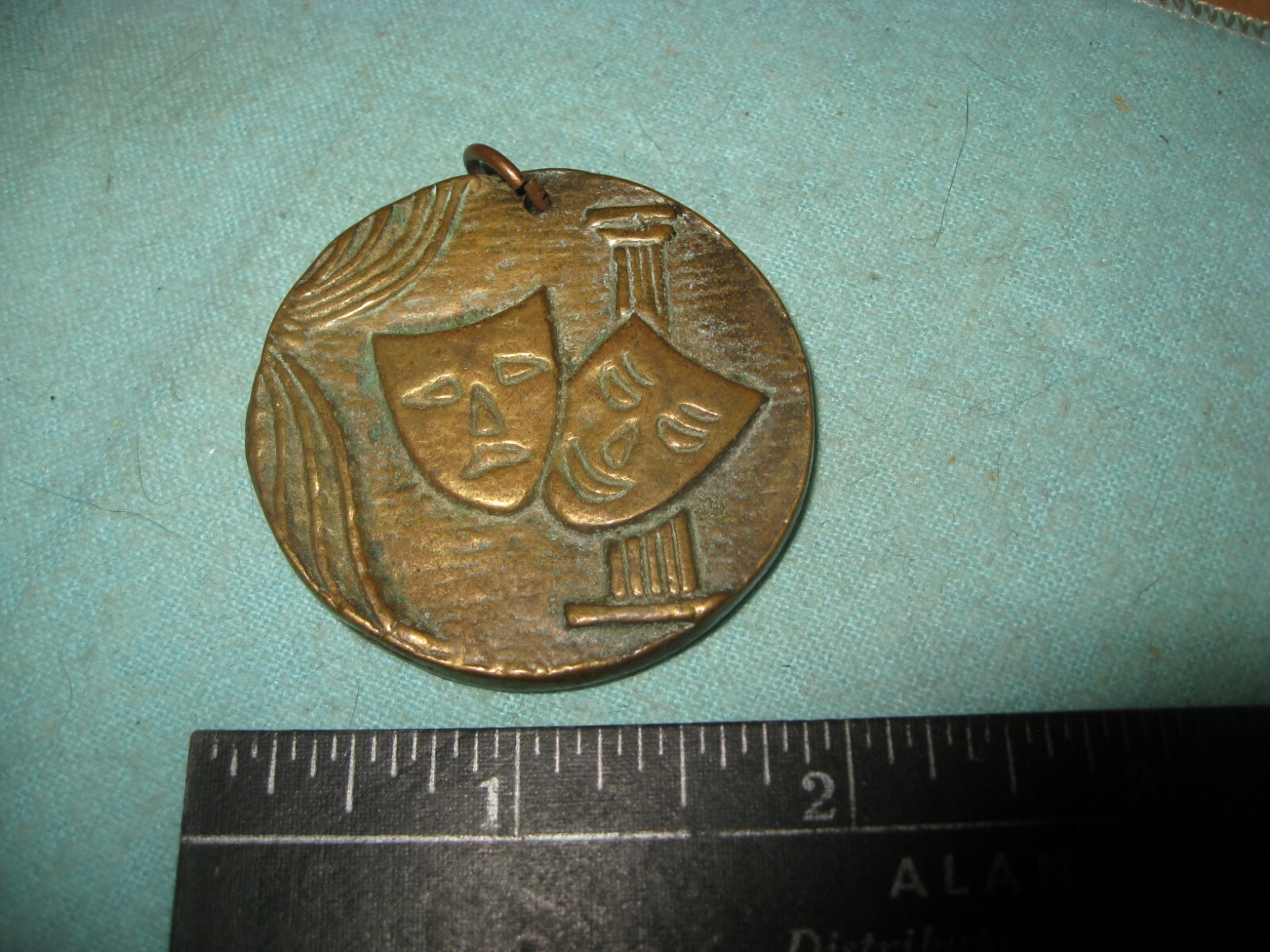 Comedy Tragedy Greek Play & Large Vase Bronze Medal Pendant