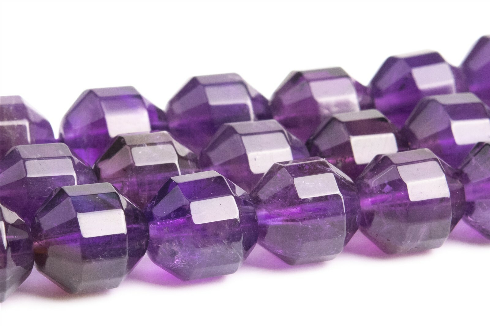 9-10x9MM Amethyst Faceted Bicone Barrel Drum Grade AA Genuine Natural Loose Bead