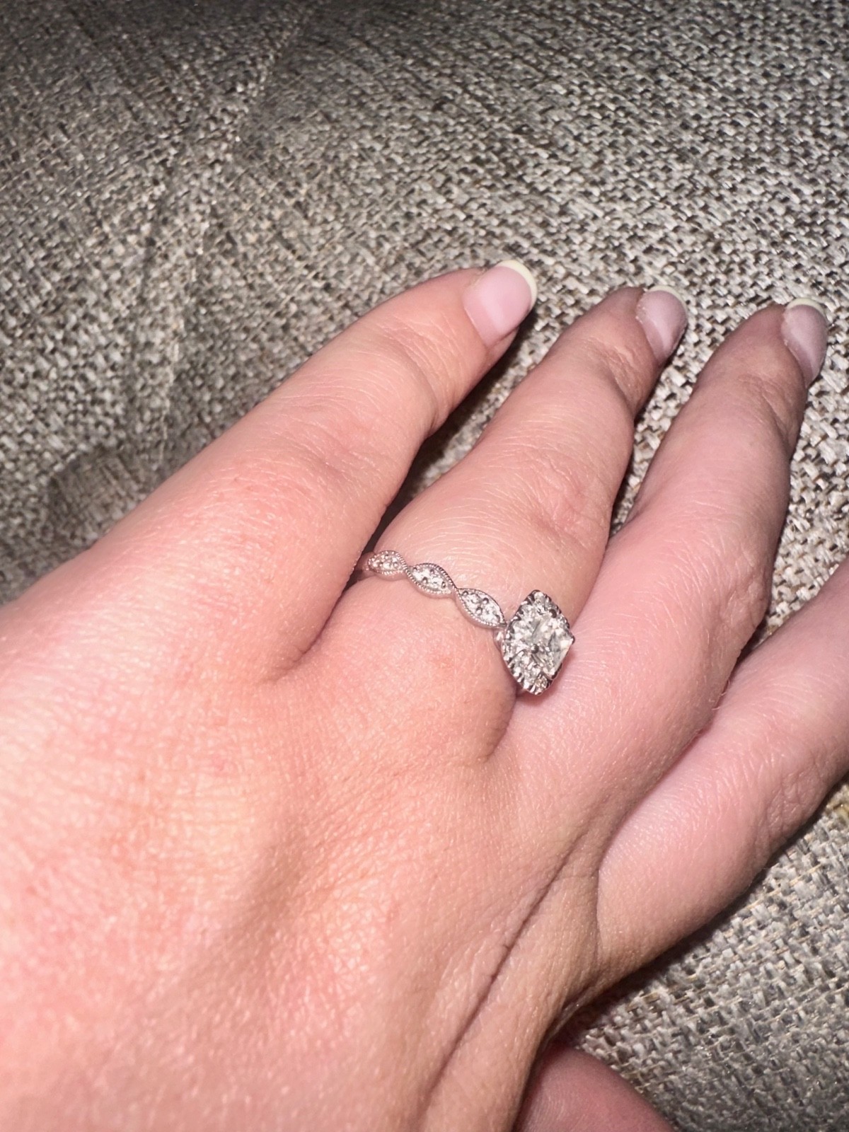 Authentic Zales Diamond Engagement Ring. 14k White Gold Diamond Halo.