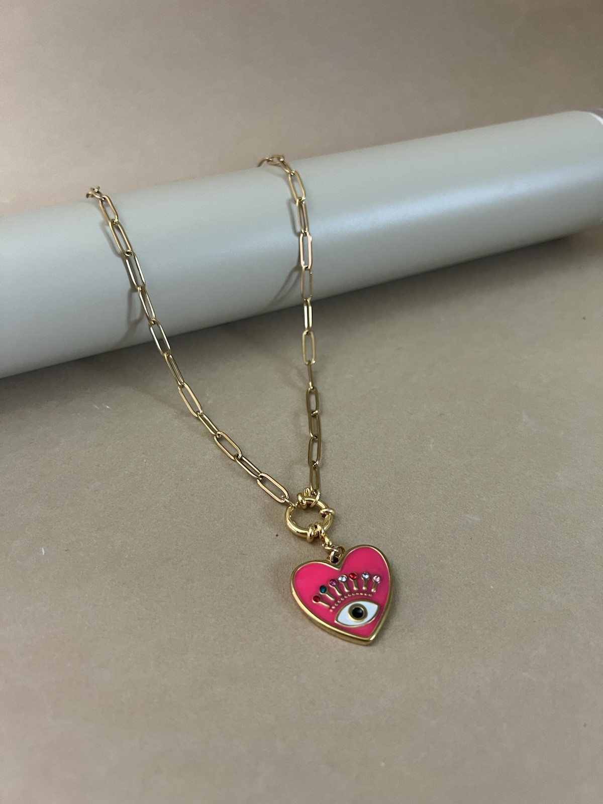 Heart Evil Eye Statement Chain Necklace – Elegant Protection Necklace
