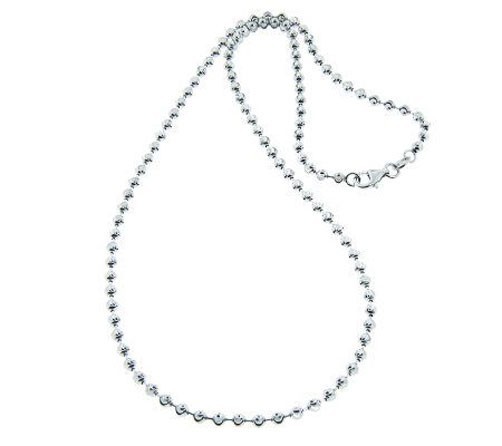 Diamond Half Moon Cut Ball Bead Chain Necklace Real Sterling Silver QVC J307092