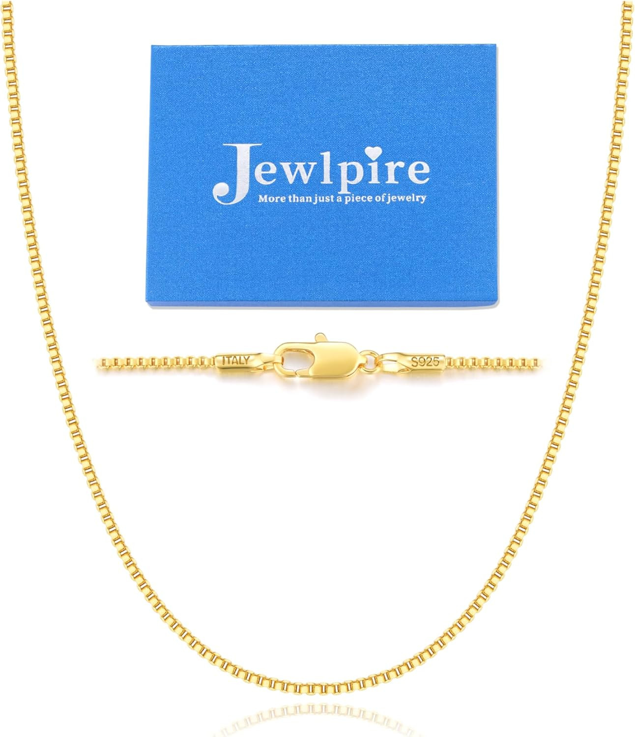 1.3Mm Box Chain 14K Gold Plated 925 Sterling Silver Chain Necklace for Women, Th