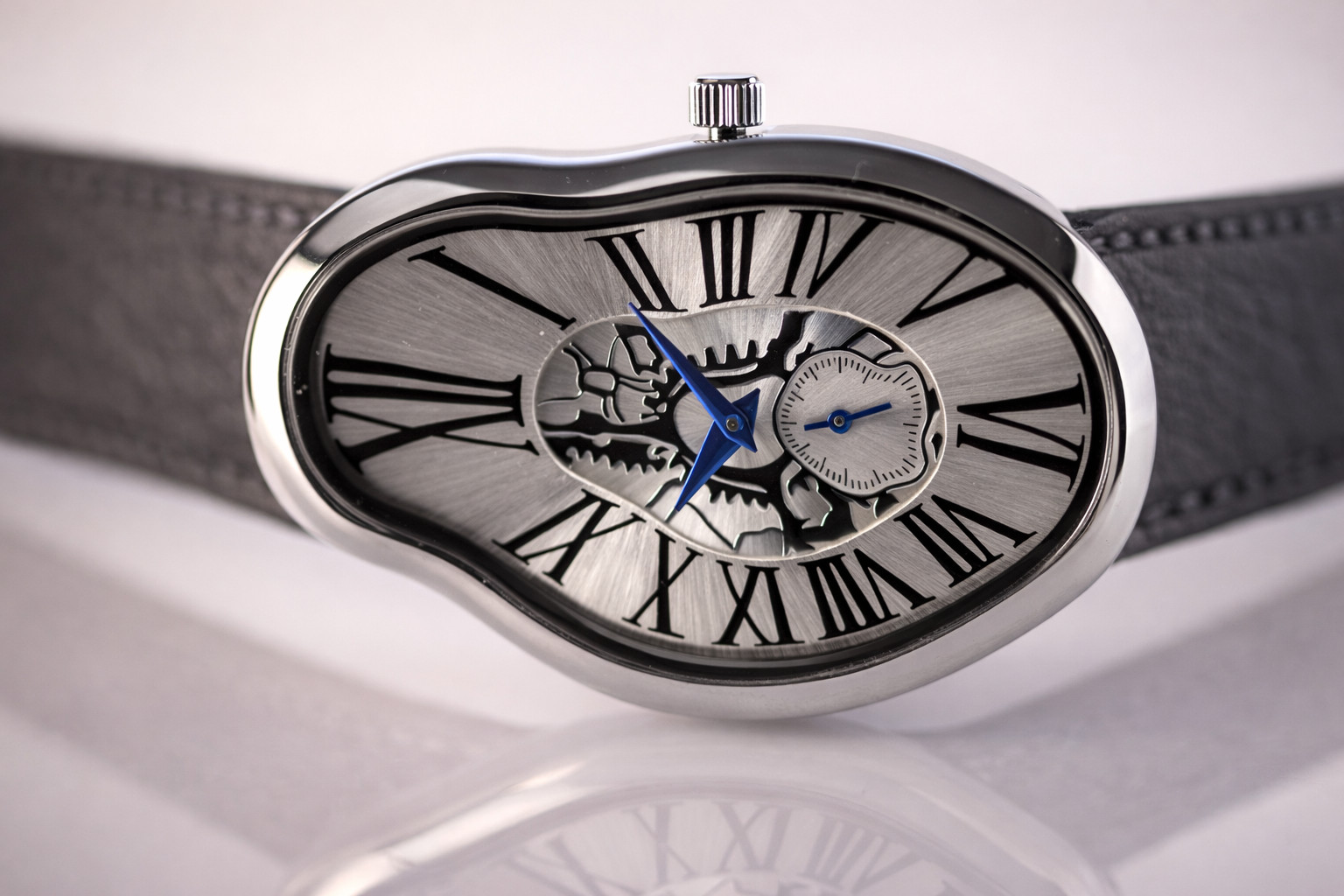 Men’s Abstract Melting Watch Asymmetric Wavy Fused Twisted Watch with Subdial