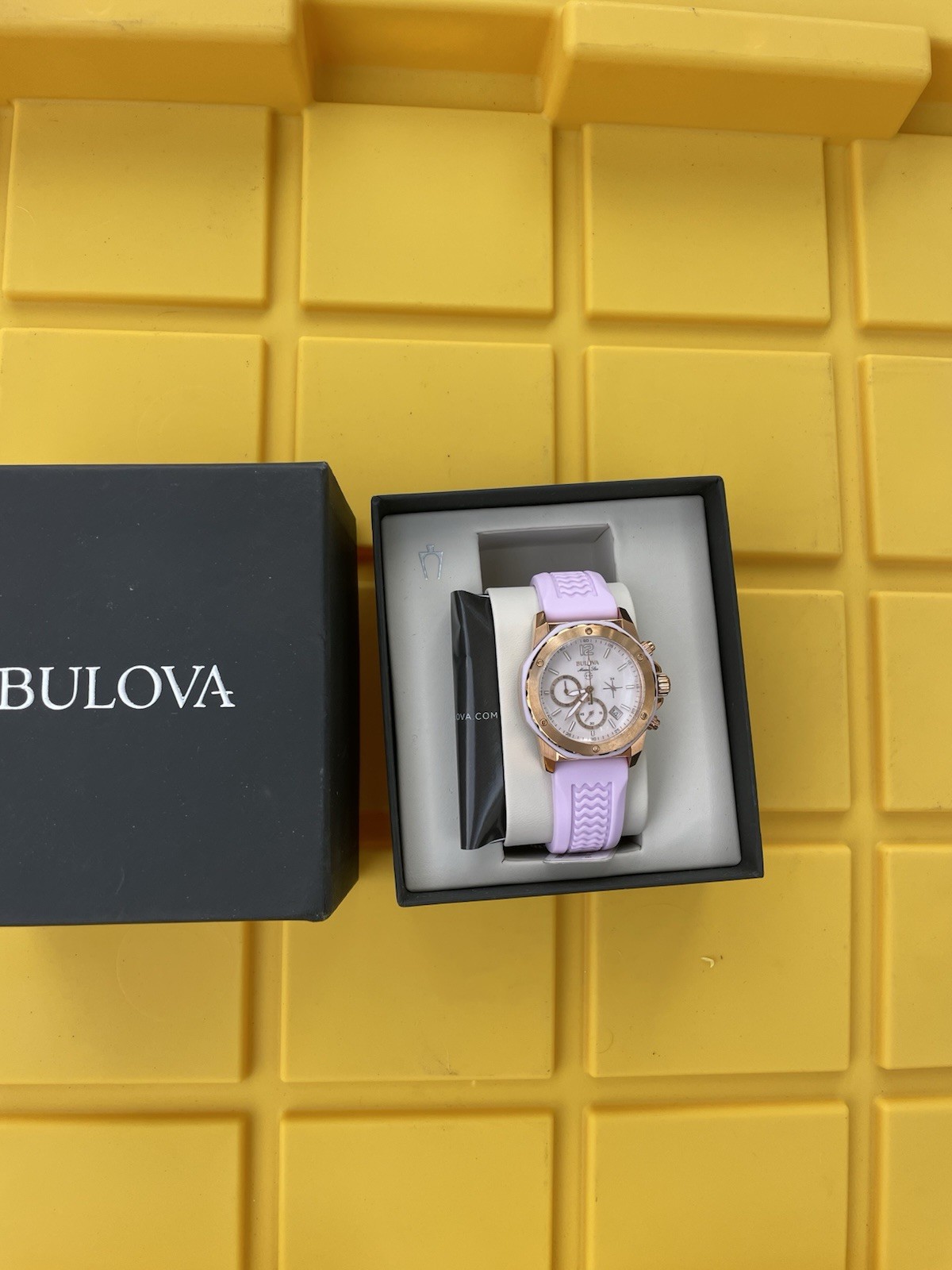 Bulova Marine Star Women’s Quartz Chronograph Date White Dial Purple Strap