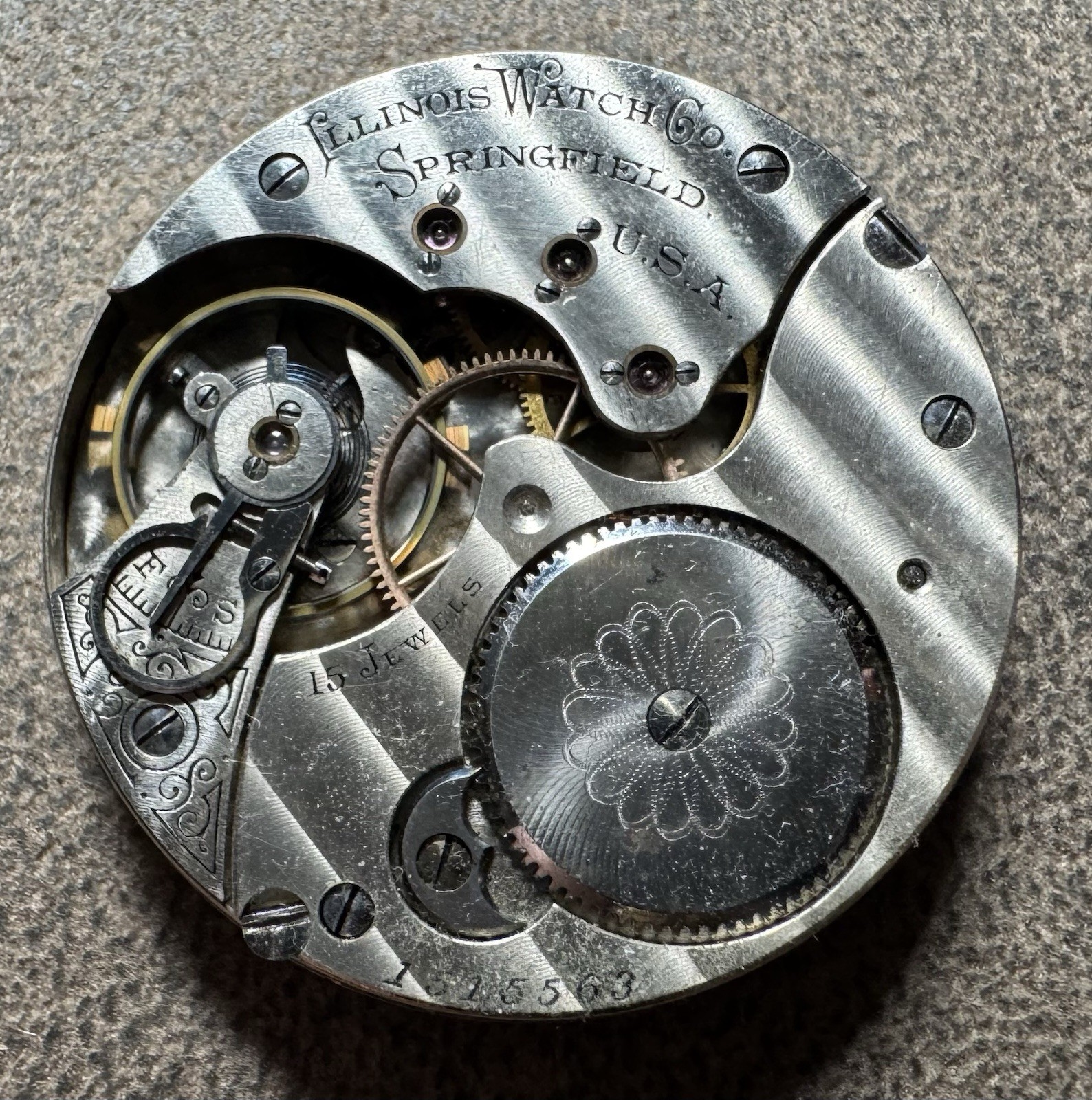 1900 ILLINOIS 16S 15J GRADE 173 PW LS POCKET WATCH MOVEMENT runs