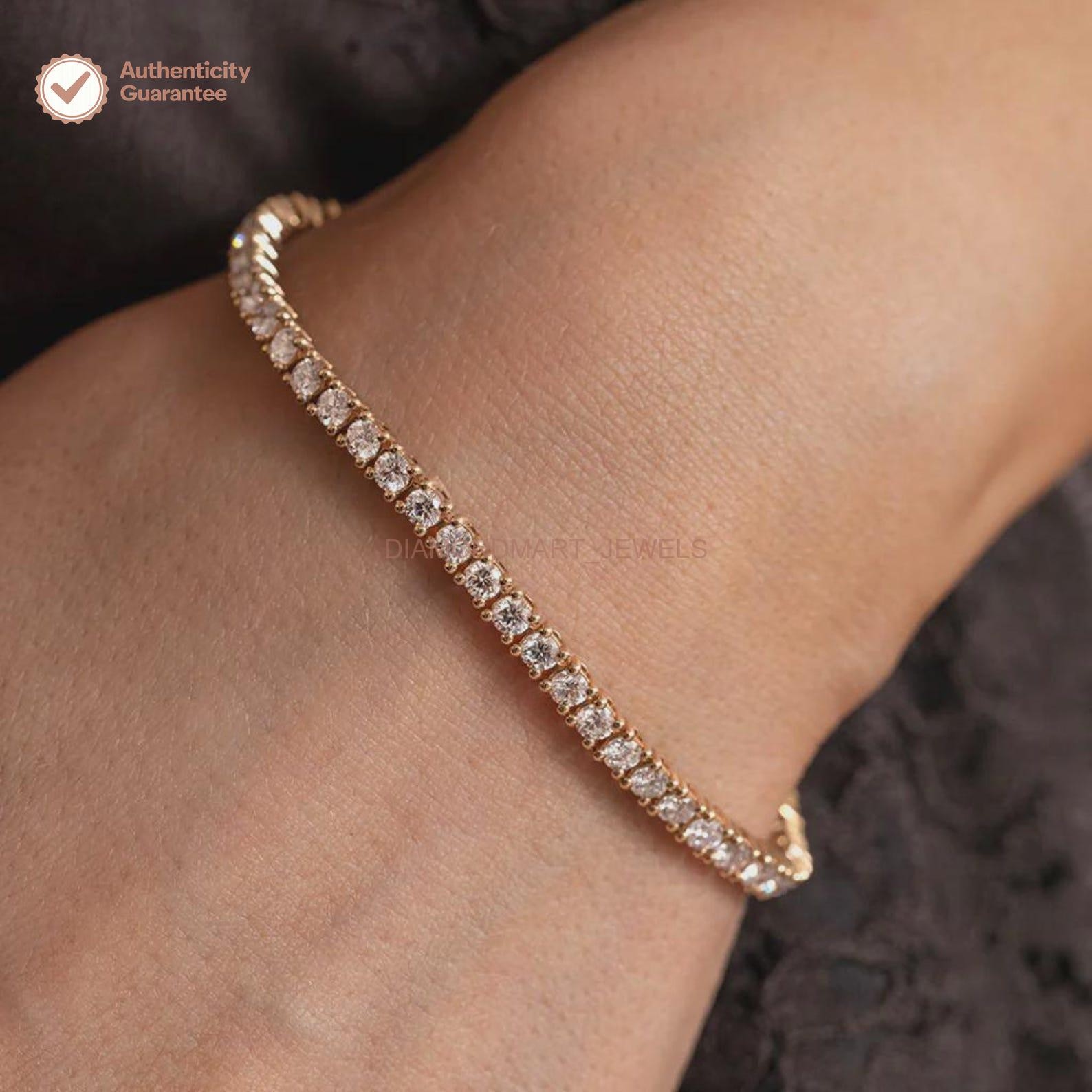 3.55Ct Round Natural Diamond UGL Certified Tennis Bracelet 14k Real Yellow Gold
