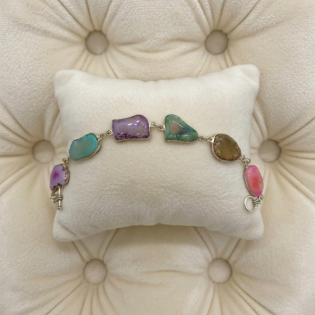 Multi-Color Agate Bracelet for Chakra Healing 90Ct | Crystal Stone Jewellery