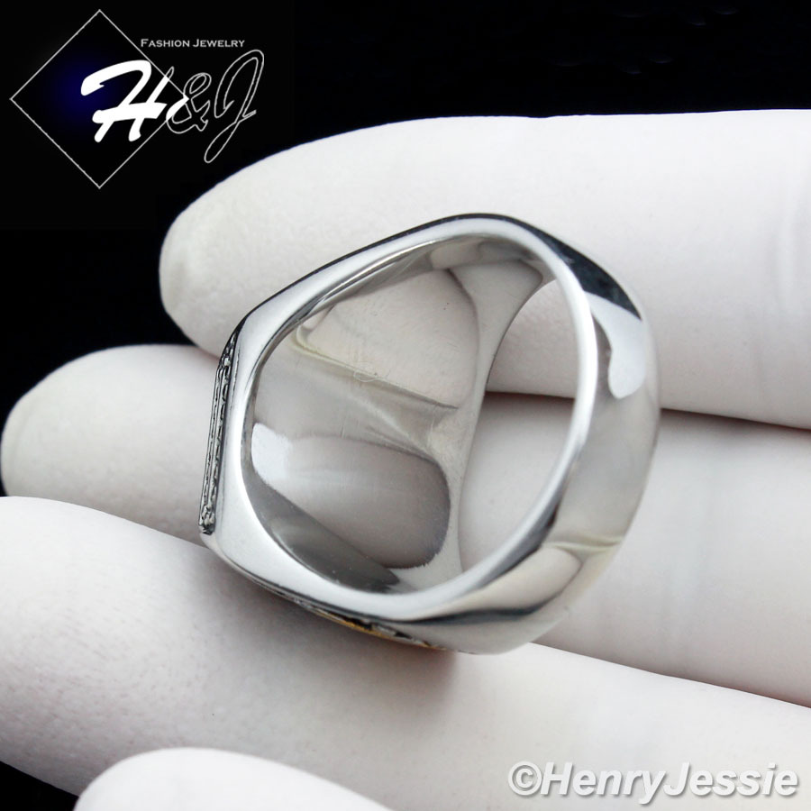 MEN’s Stainless Steel Silver/Gold/Black Plated Simulated Ruby Vintage Ring*R89