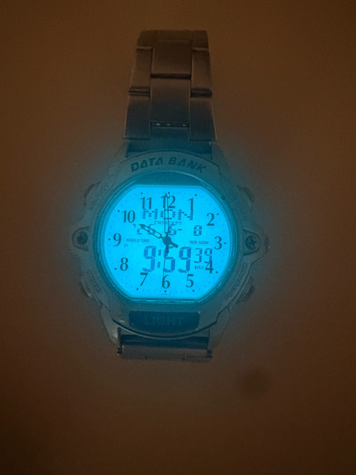 Casio ABX-24 Twincept Data Bank 2359 Analog Digital Back Light Men Watch Vintage