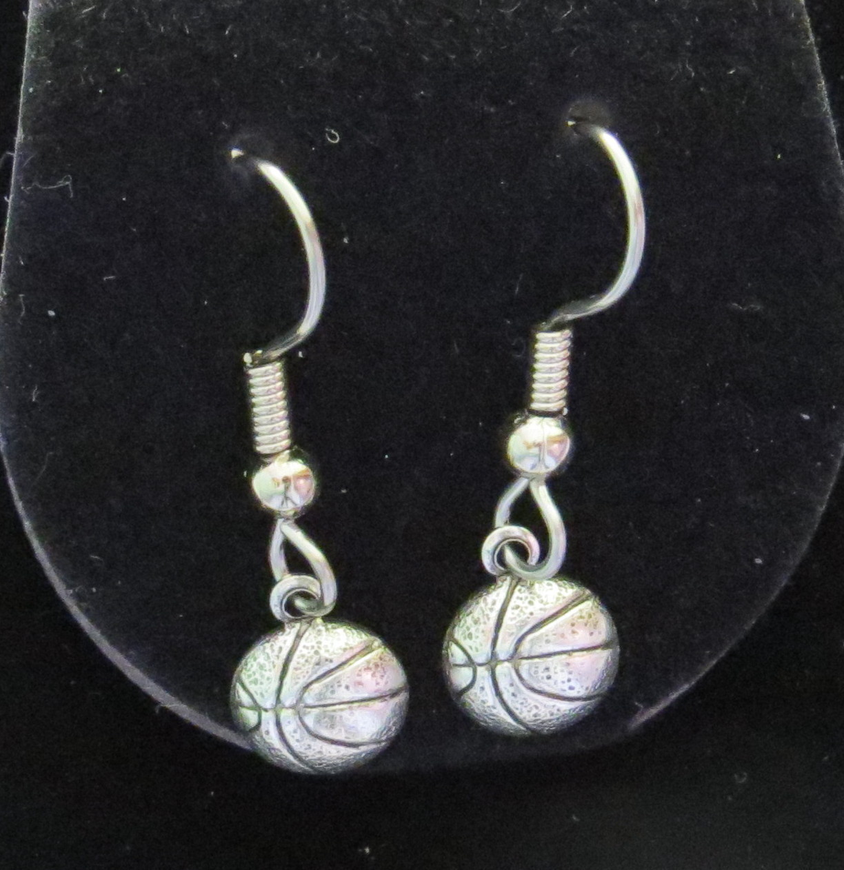 Basketball Earrings Matte Silver Ox Tiny Basketballs College NCAA Hoops NBA