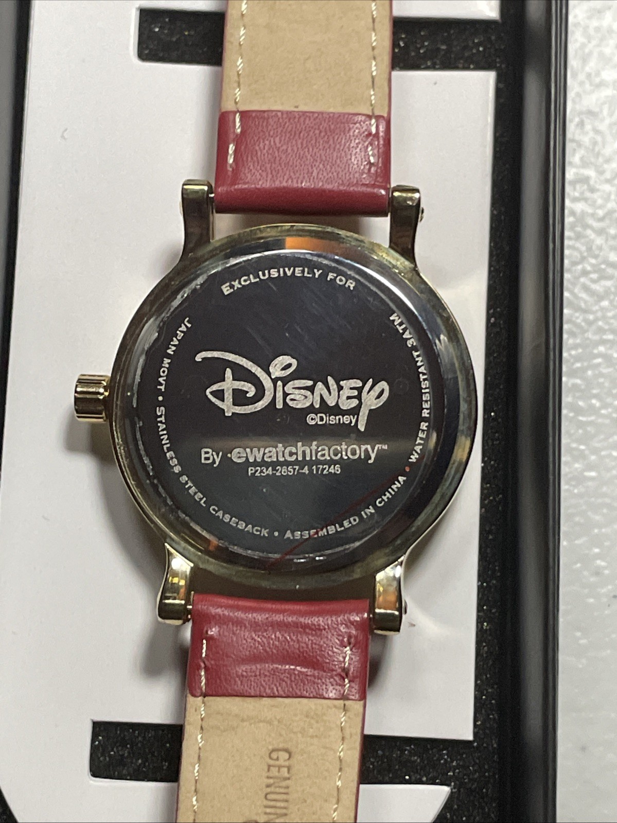 Disney Beauty & the Beast Watch Red Leather Gold tone New In Box (Box 1)