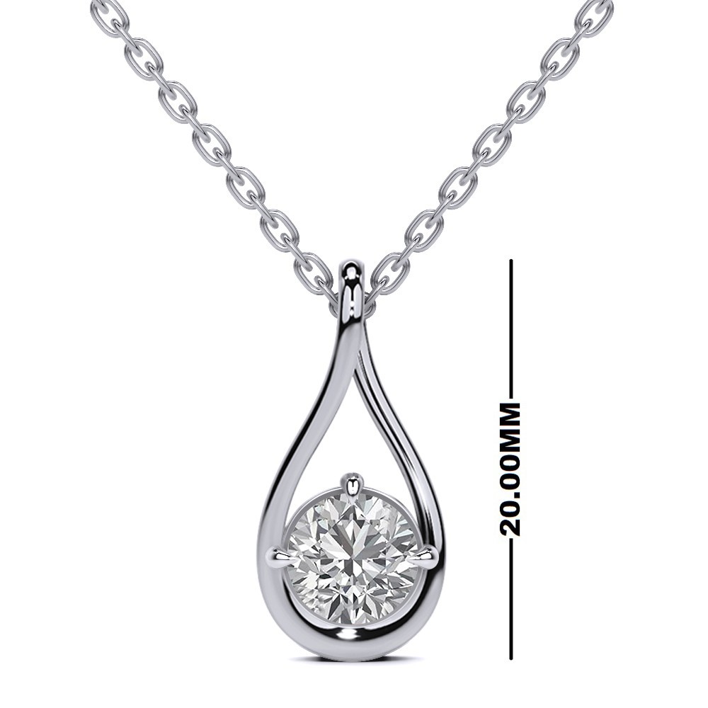 1.00 Ct Round Cut Lab Grown Diamond Solitaire Pendant Necklace In 10K / 14K Gold