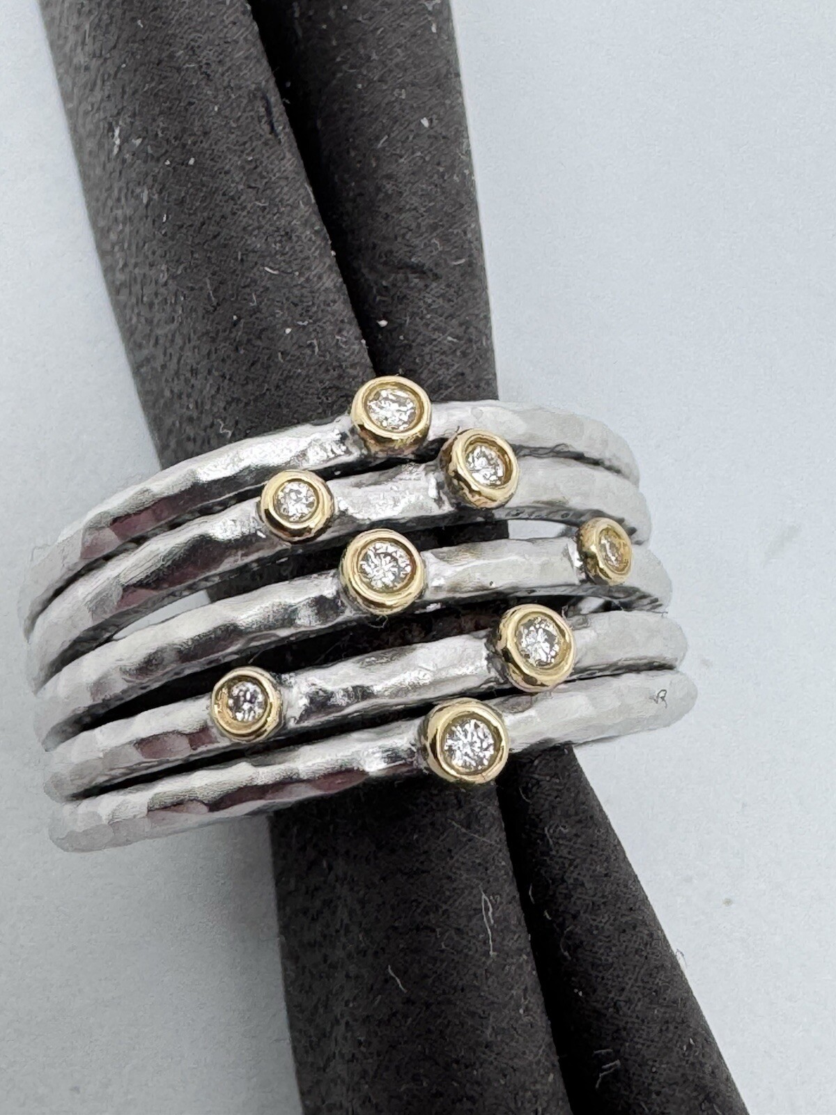 Gabriel & Co – Sterling Silver and 18k Gold Ring and Earring Set