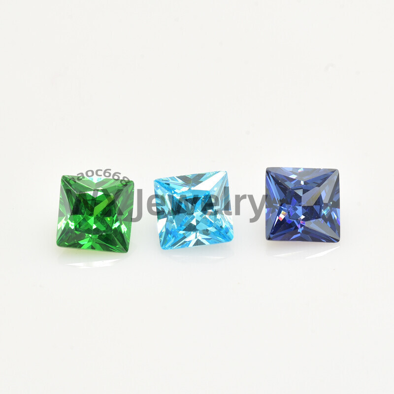 3×3-10x10mm Square Cut 15pcs each color 1pcs ,Loose cubic Zirconia Stone