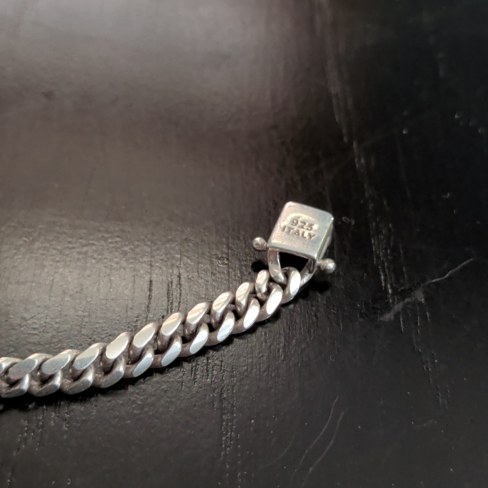 925 Sterling Silver Curb Link Chain Bracelet 8 in Box Clasp 12.5G