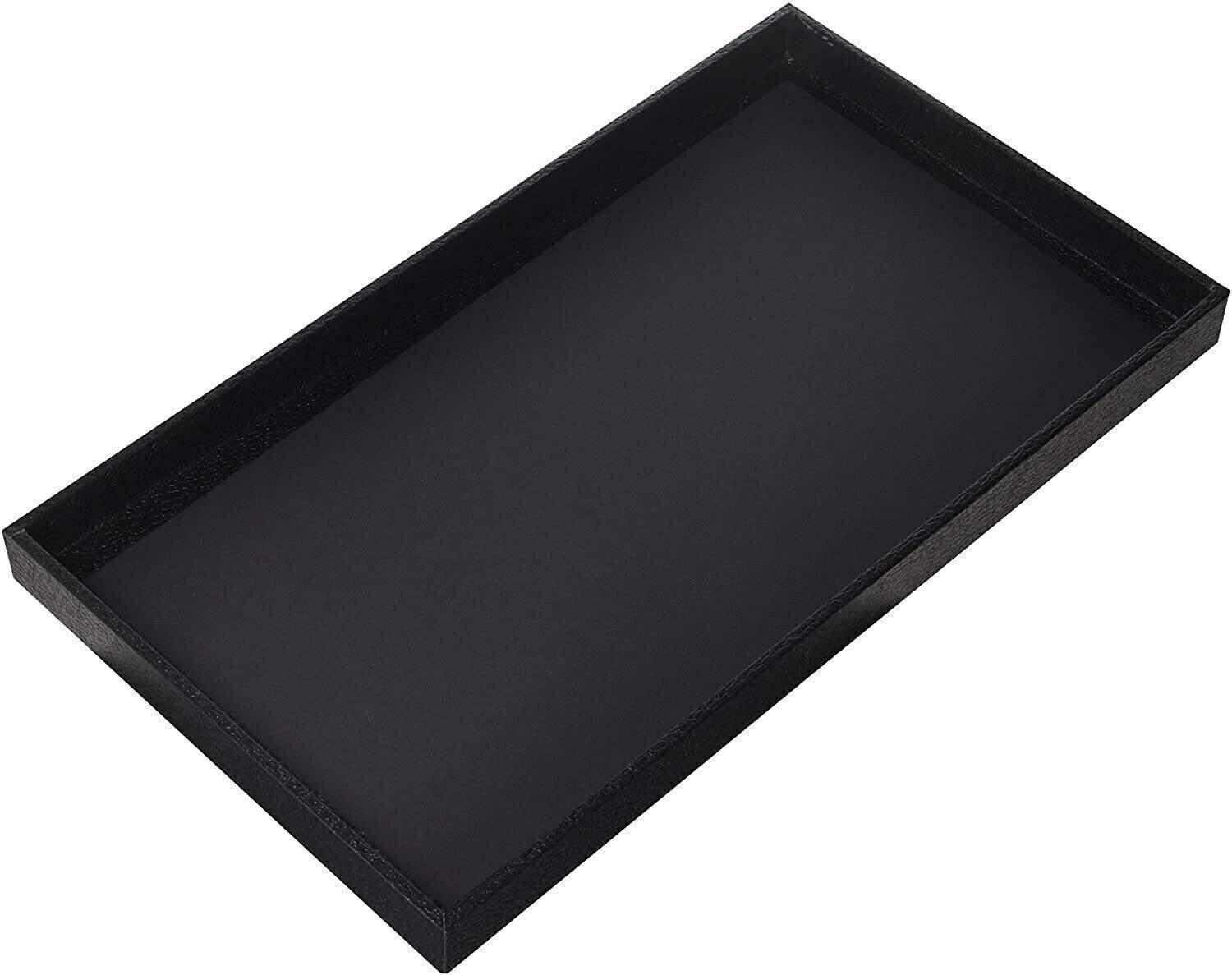 3-Piece 1-Inch Deep Black Plastic Stackable Jewelry Tray 14 3/4″ x 8 1/4″ x 1″