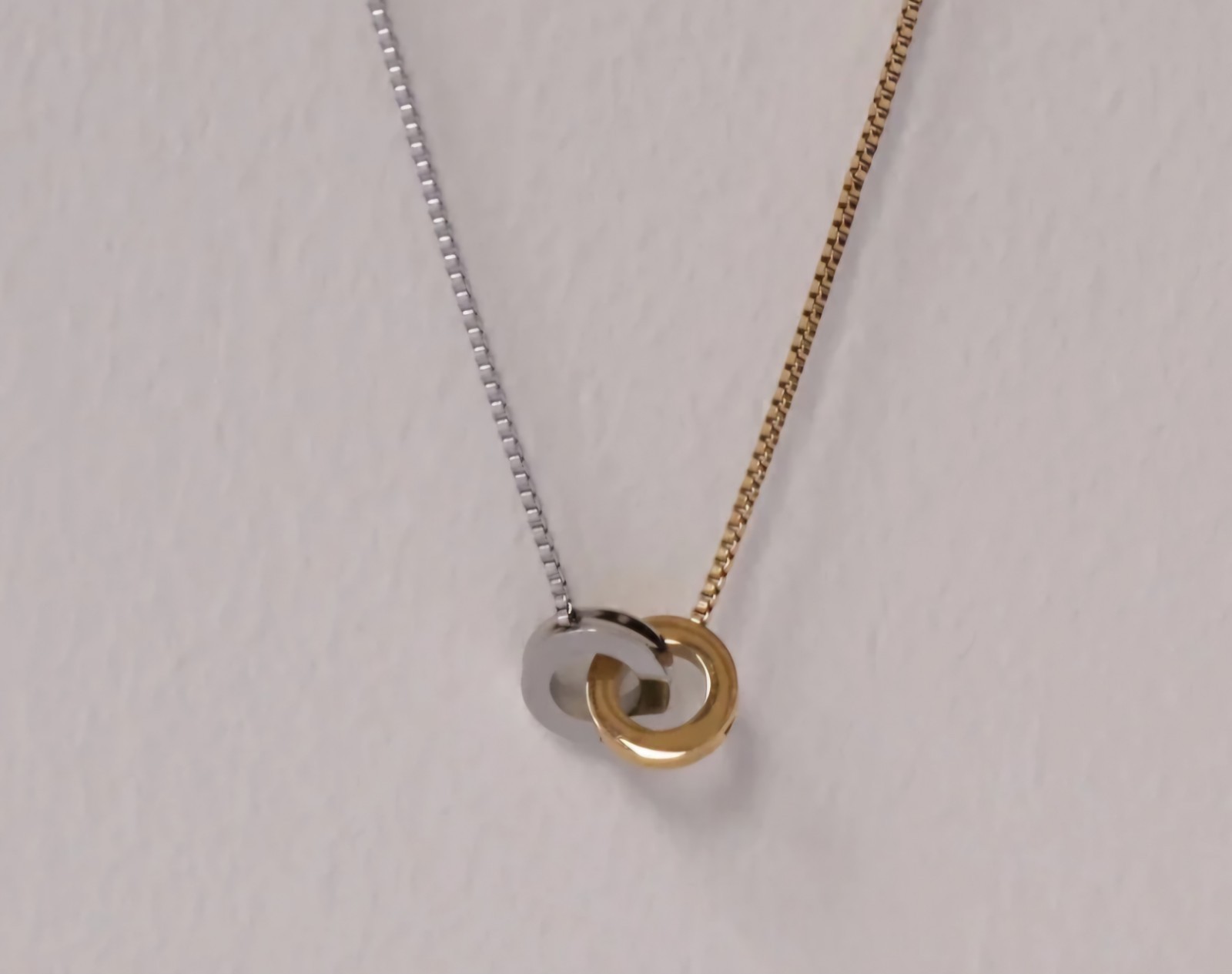 Two Tone Stainless Steel Ring Necklace