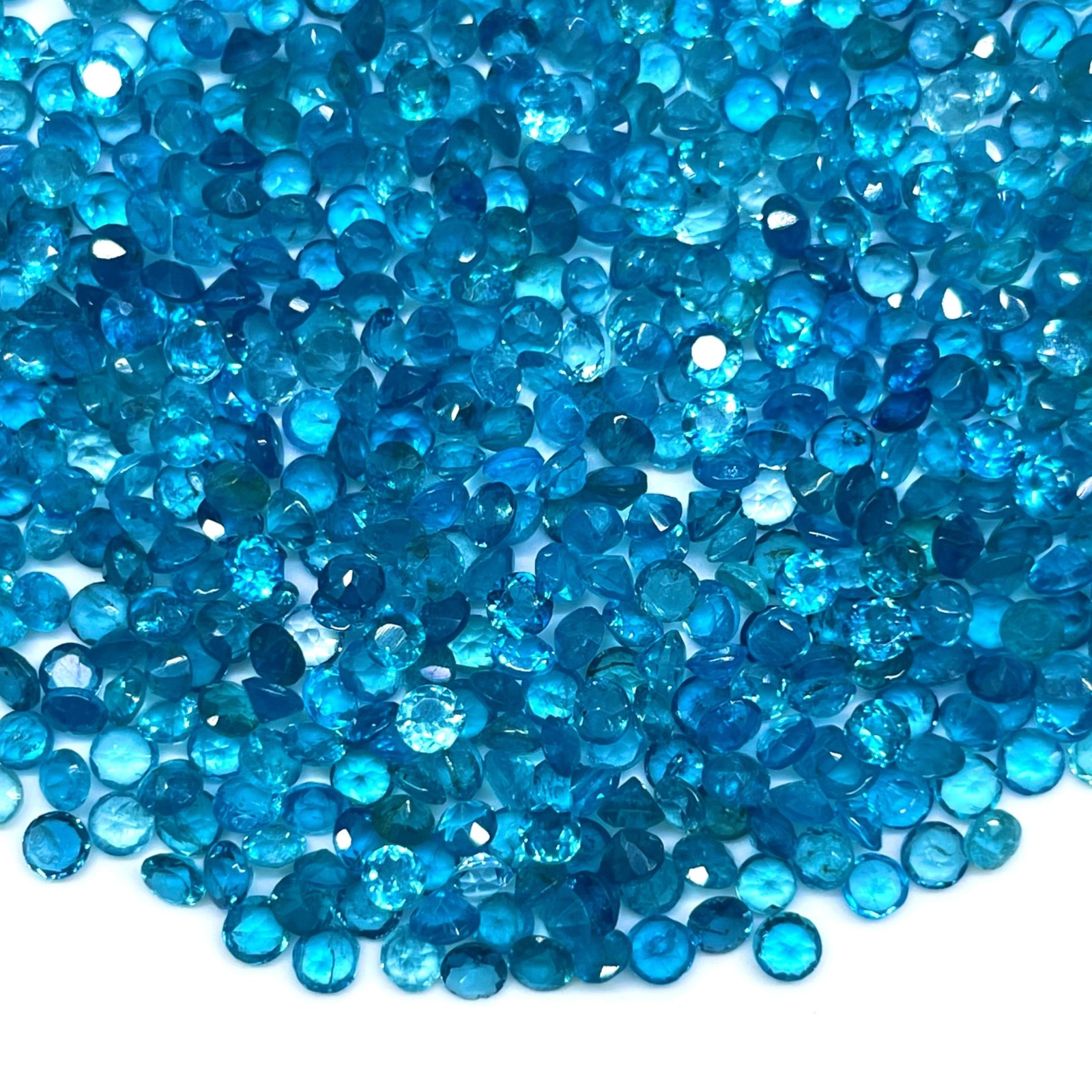 100 Pcs Natural Neon Apatite 2.5mm Round Cut Loose Untreated Gemstones Lot