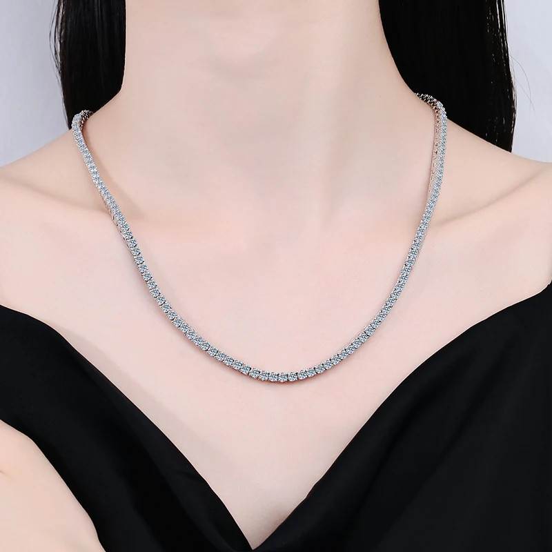2.5-6.5Mm Full Moissanite Tennis Necklace for Women Sparkling Diamond Pendant 92