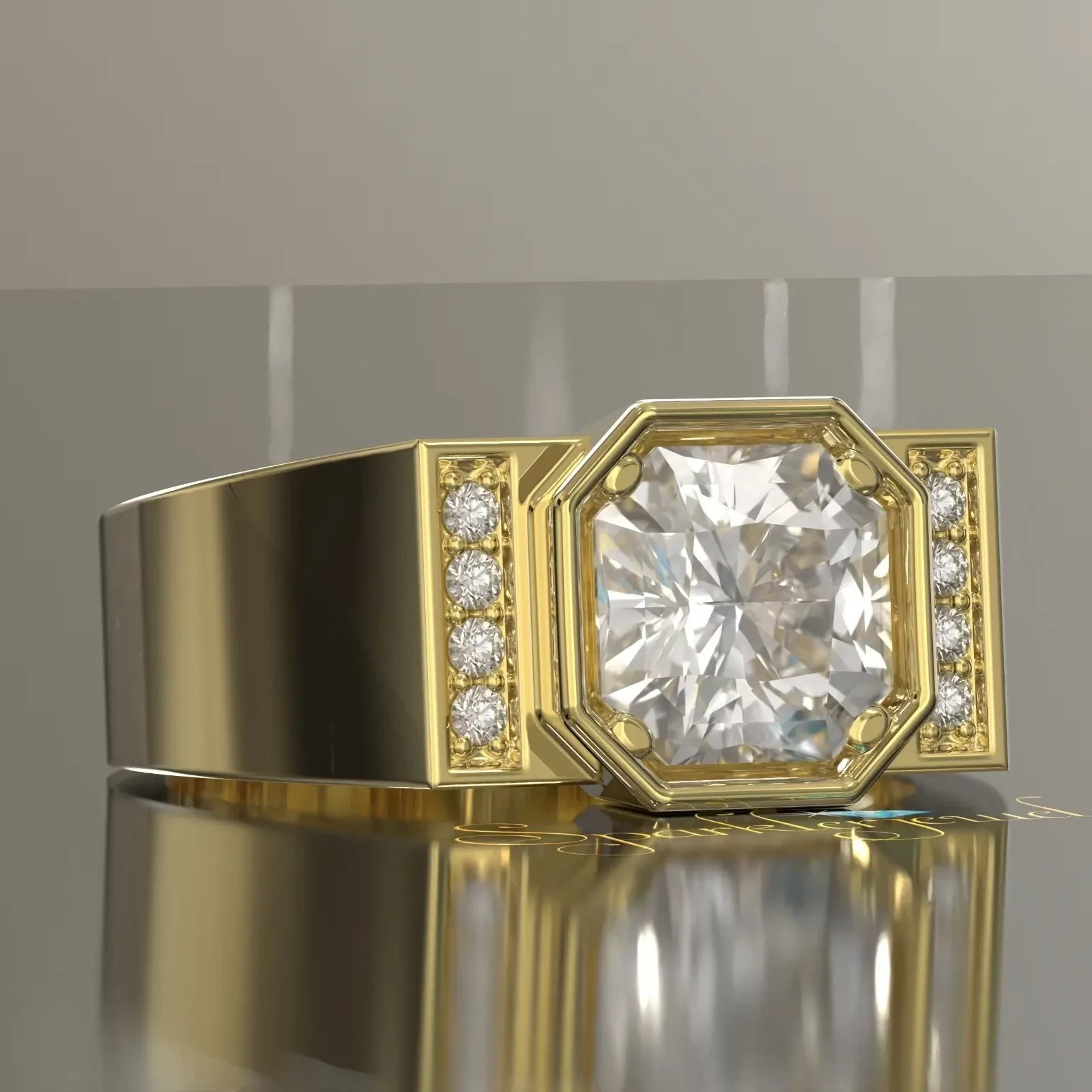 Rare 3.15 Ct Certified White Diamond Men’s Solitaire Ring 925 Silver Free Tariff
