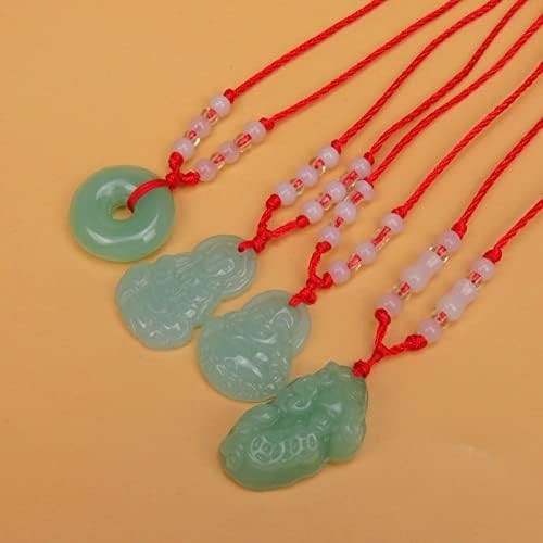 Luck-Infused Green Jade Buddha Amulet Necklace with Durable Red String – 16-26in