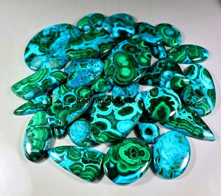250 Ct Wholesale Lot Natural Chrysocolla Malachite Cabochon Jewelry Gemstone