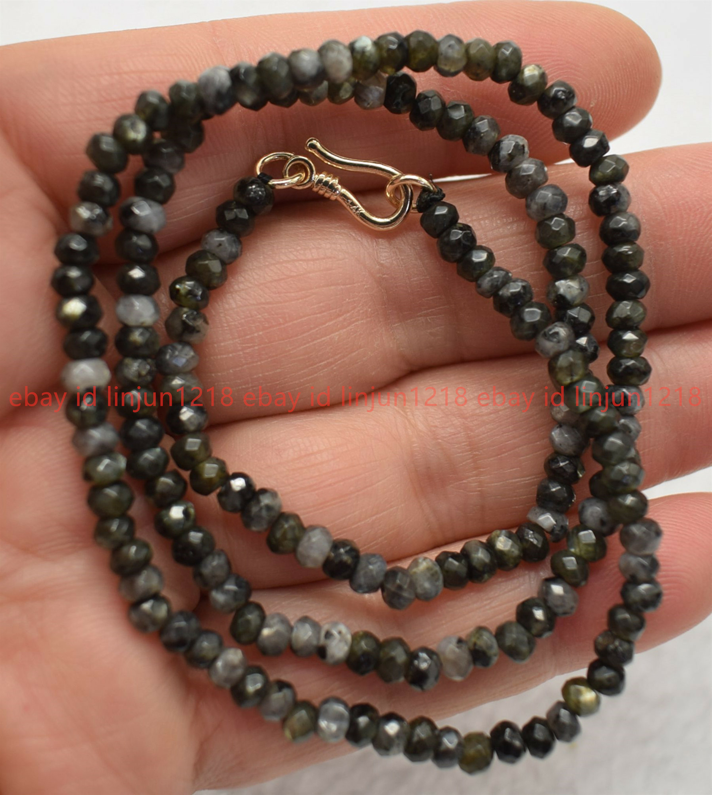 Genuine 2x4mm Faceted Multicolor Jade Gems Beads Necklace 18″