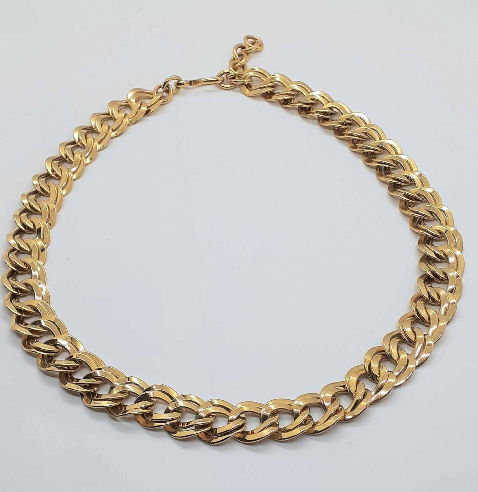 Vintage Monet Necklace Bold Double Curb Link Chain Gold Tone Signed 21”