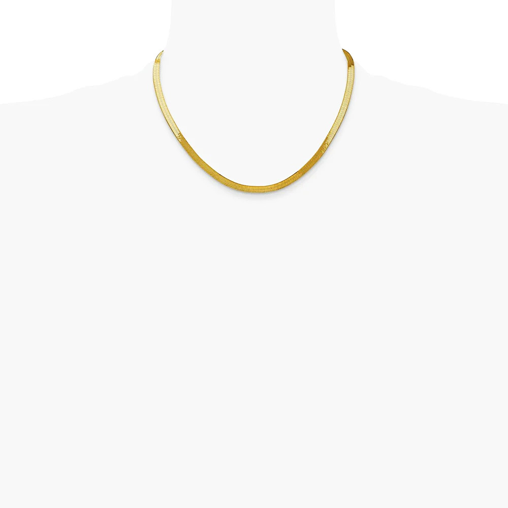 14K Yellow Gold 5mm Silky Herringbone Chain Necklace 16″-24″