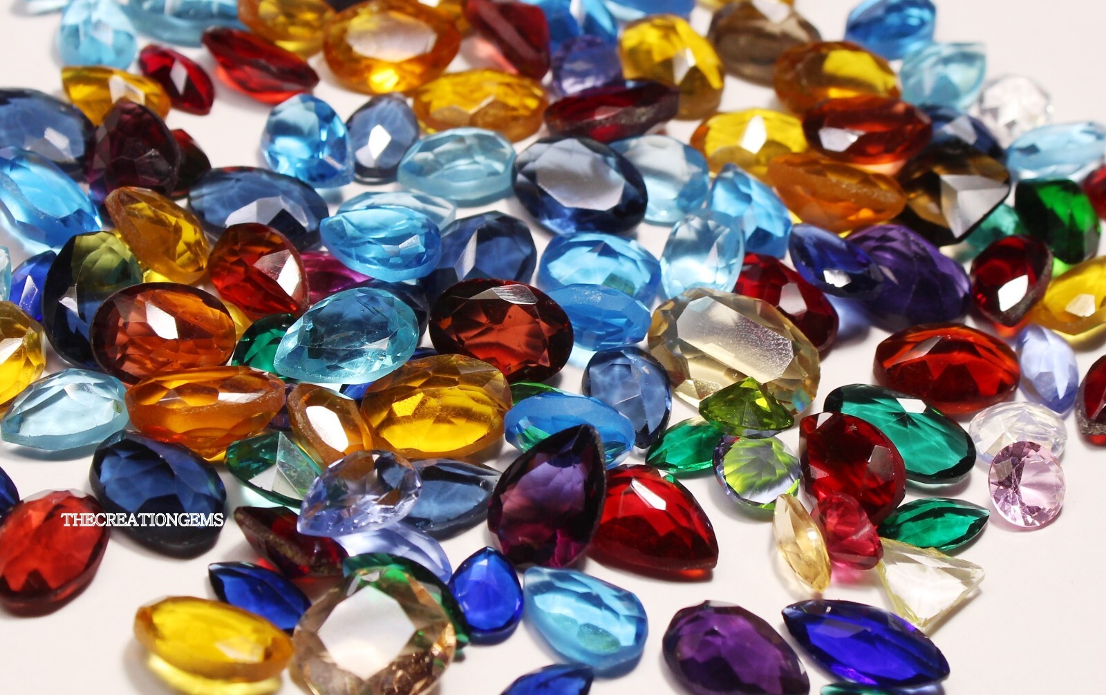 Lab created Mixed Semi-precious Gemstones Lot with multiple shapes sizes n Color