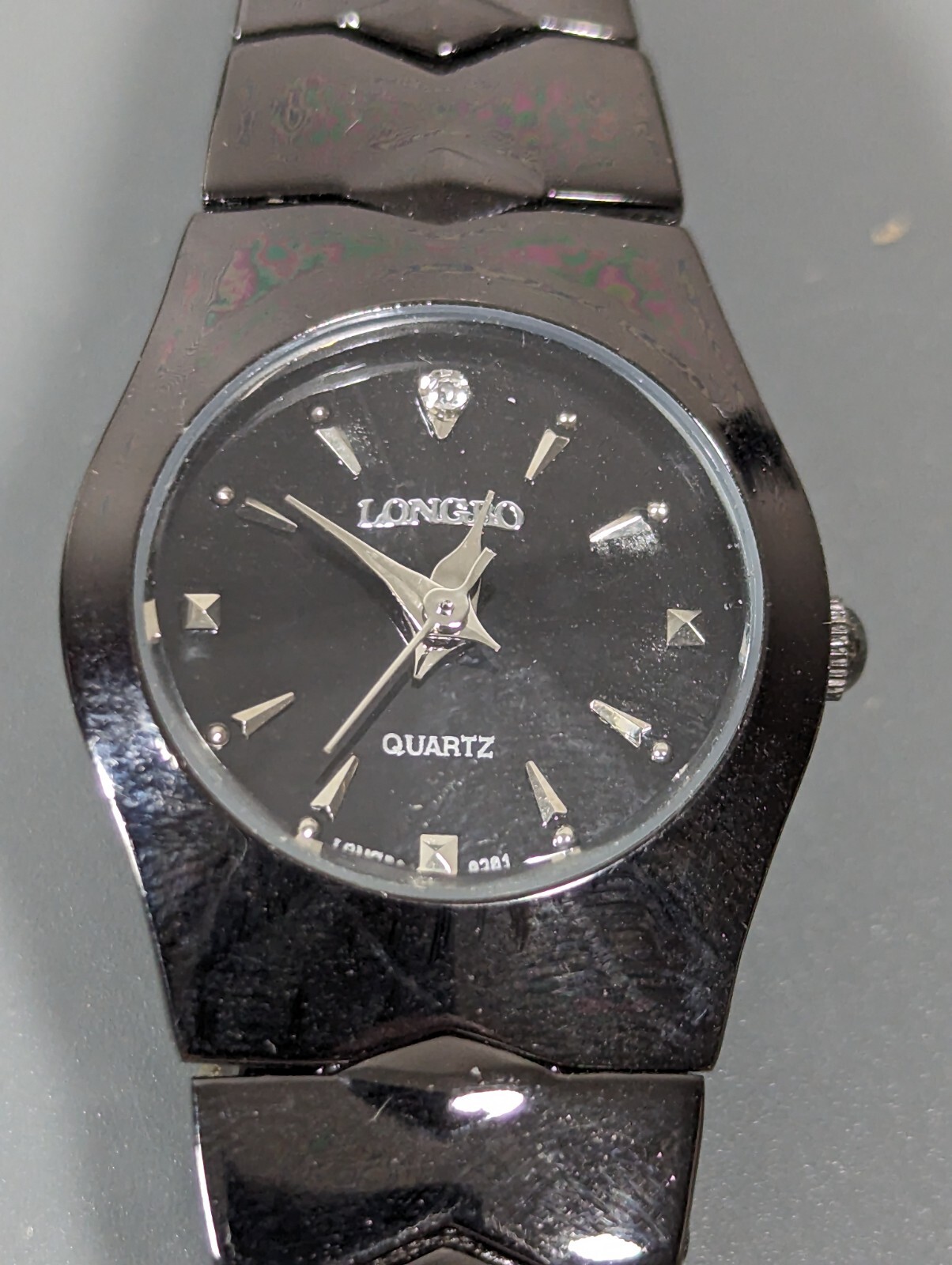 Womans Longbo Black Dial Round Case Stainless Steel Band Watch