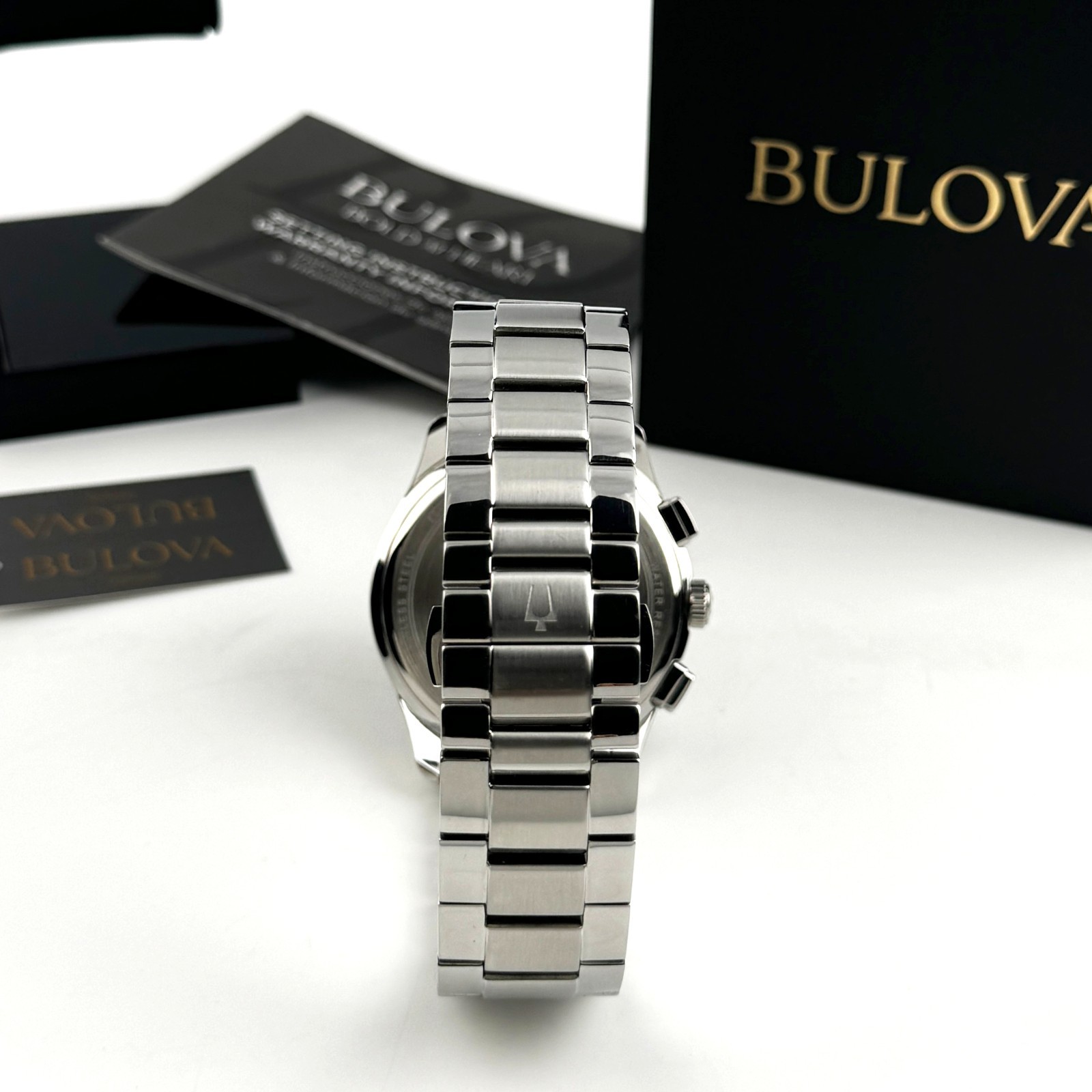 Bulova Wilton 96B288 Chronograph Quartz Black Dial Leather Strap Men’s Watch