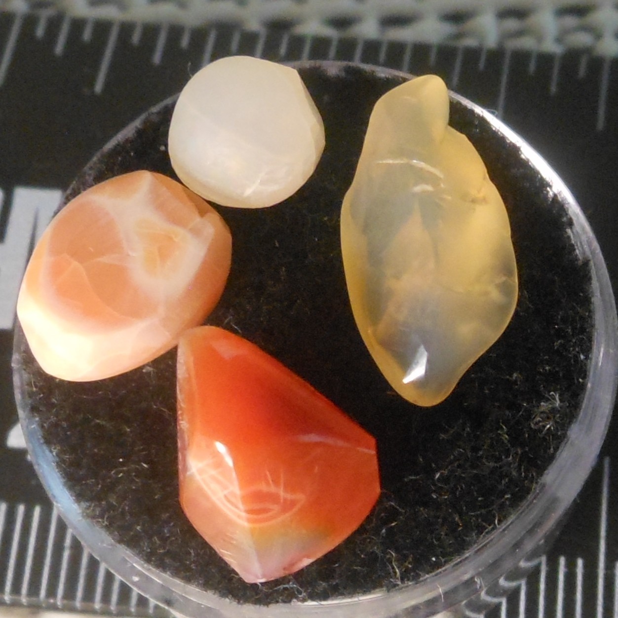 4 pieces of Mexican Fire Opal Rough Cut Gems Color Mix 9.55ct Total