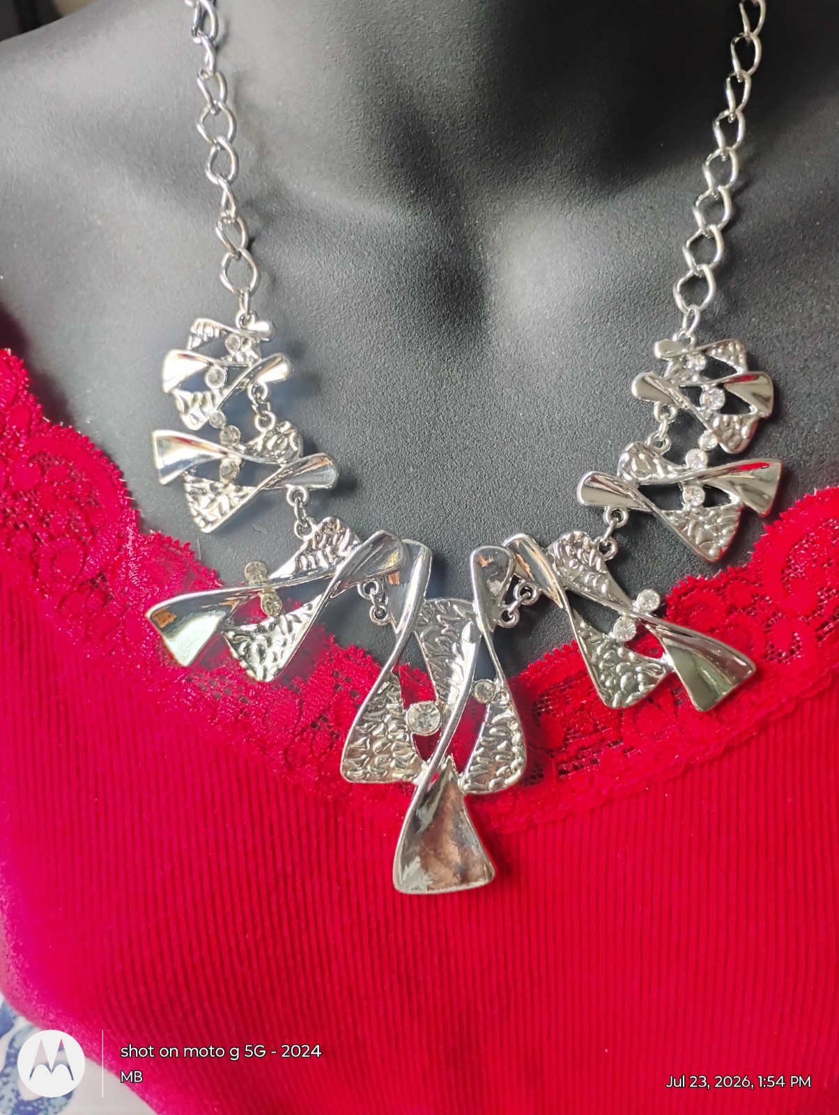 Paparazzi Silver Tone Statement Necklace & Drop Dangle Earrings Set