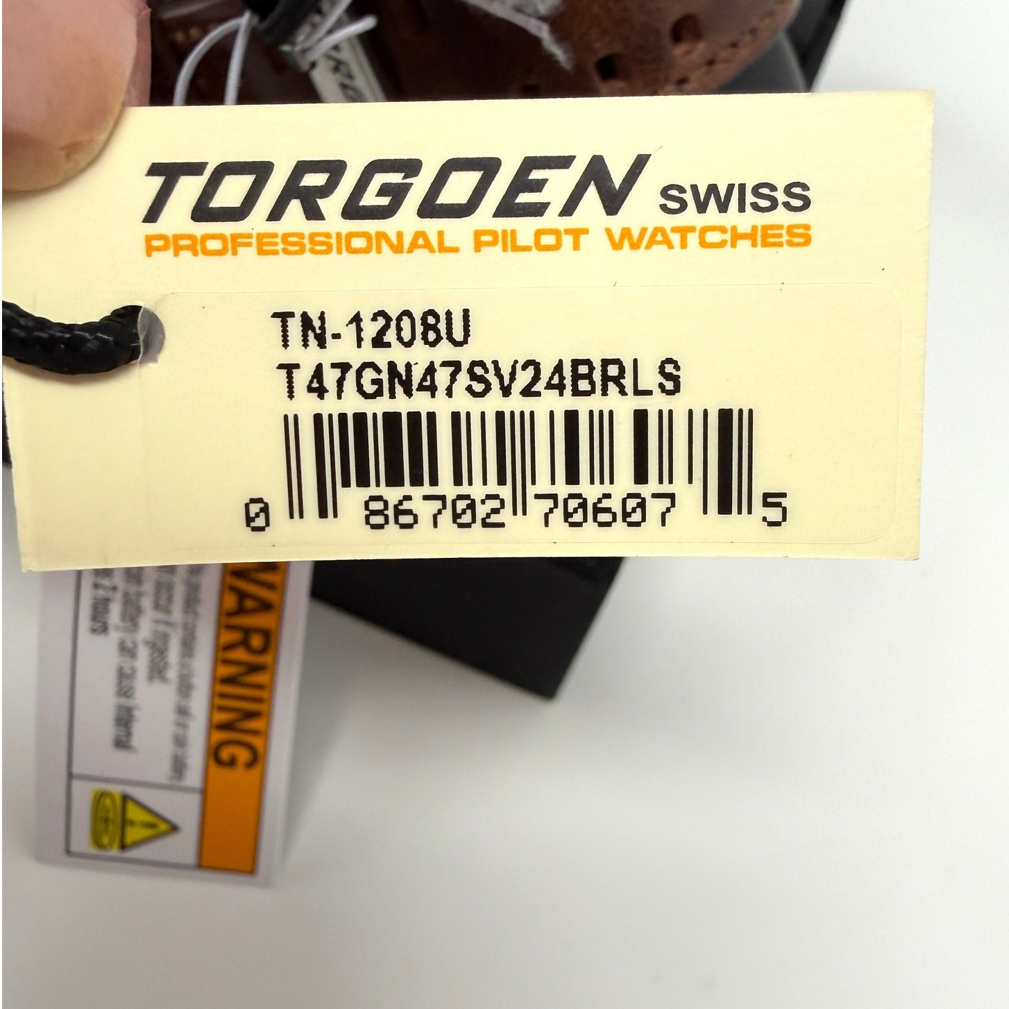 TORGOEN T47 TN-1208U Jumbo Grey Sapphire GMT 47mm Brown Leather Strap New
