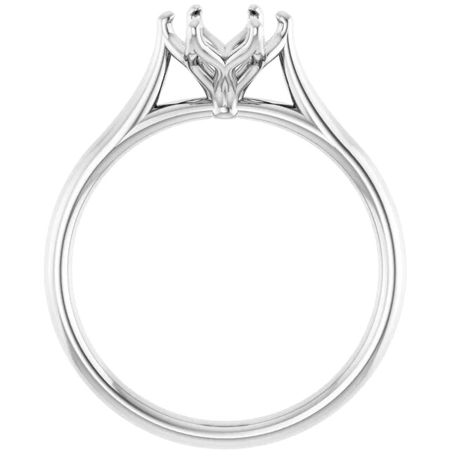 14K White Gold Solitaire Ring Setting Tulip Flower Style 6 Prong 4mm to 9mm