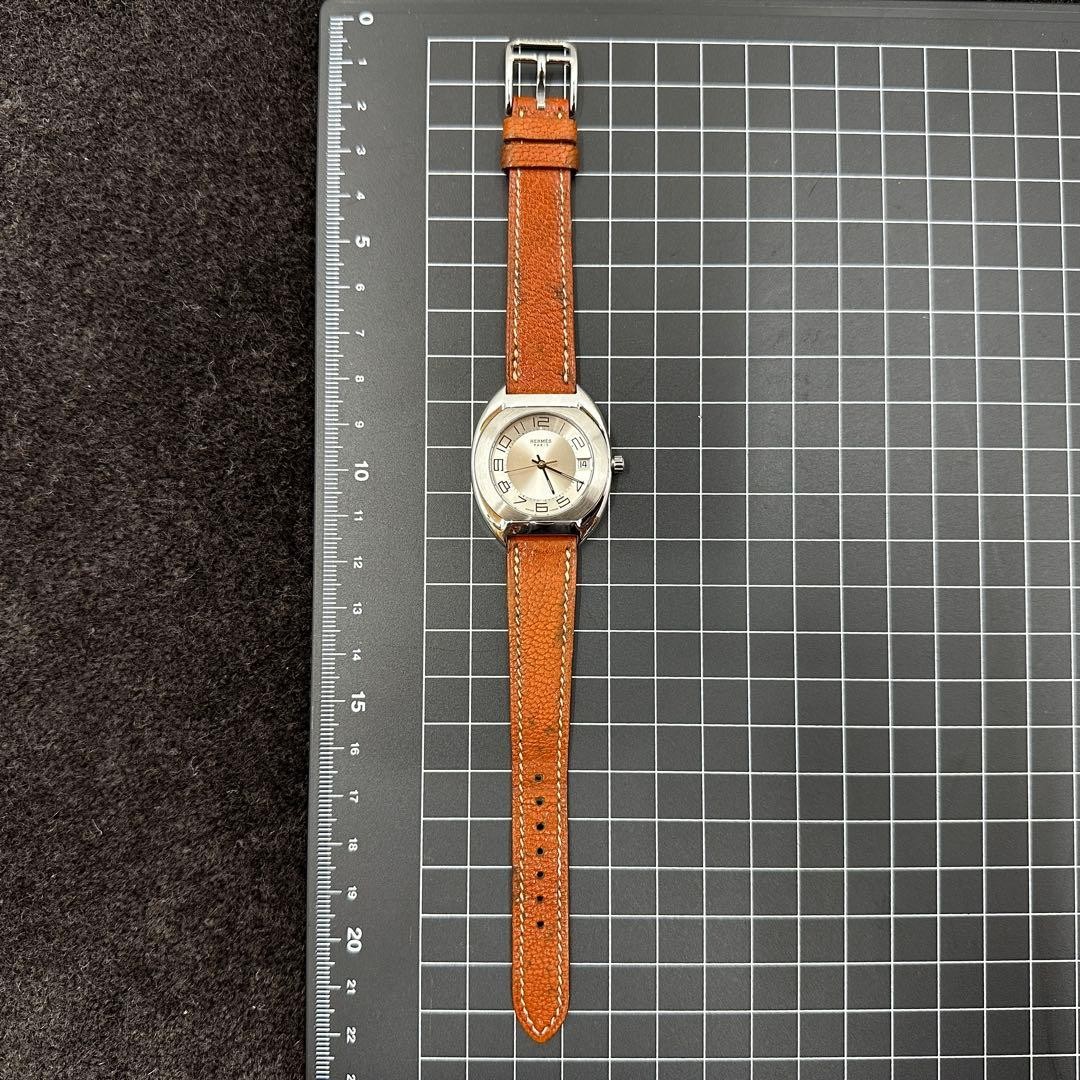 HERMES Wristwatch Espace Quartz Leather Silver Authentic From Japan