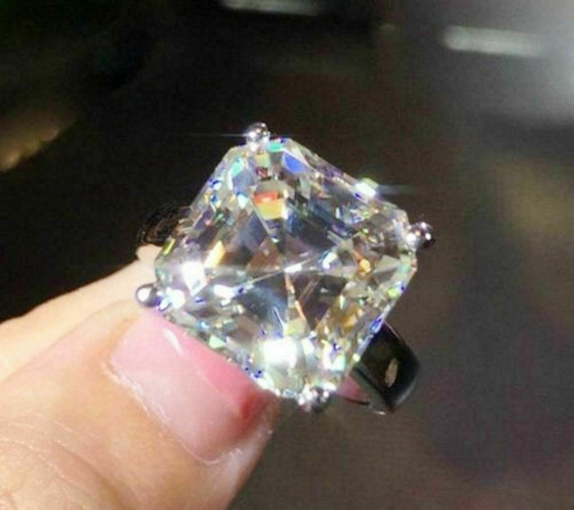 3.0Ct Cushion Simulated Diamond Solitaire Ring 925 Silver Statement Engagement