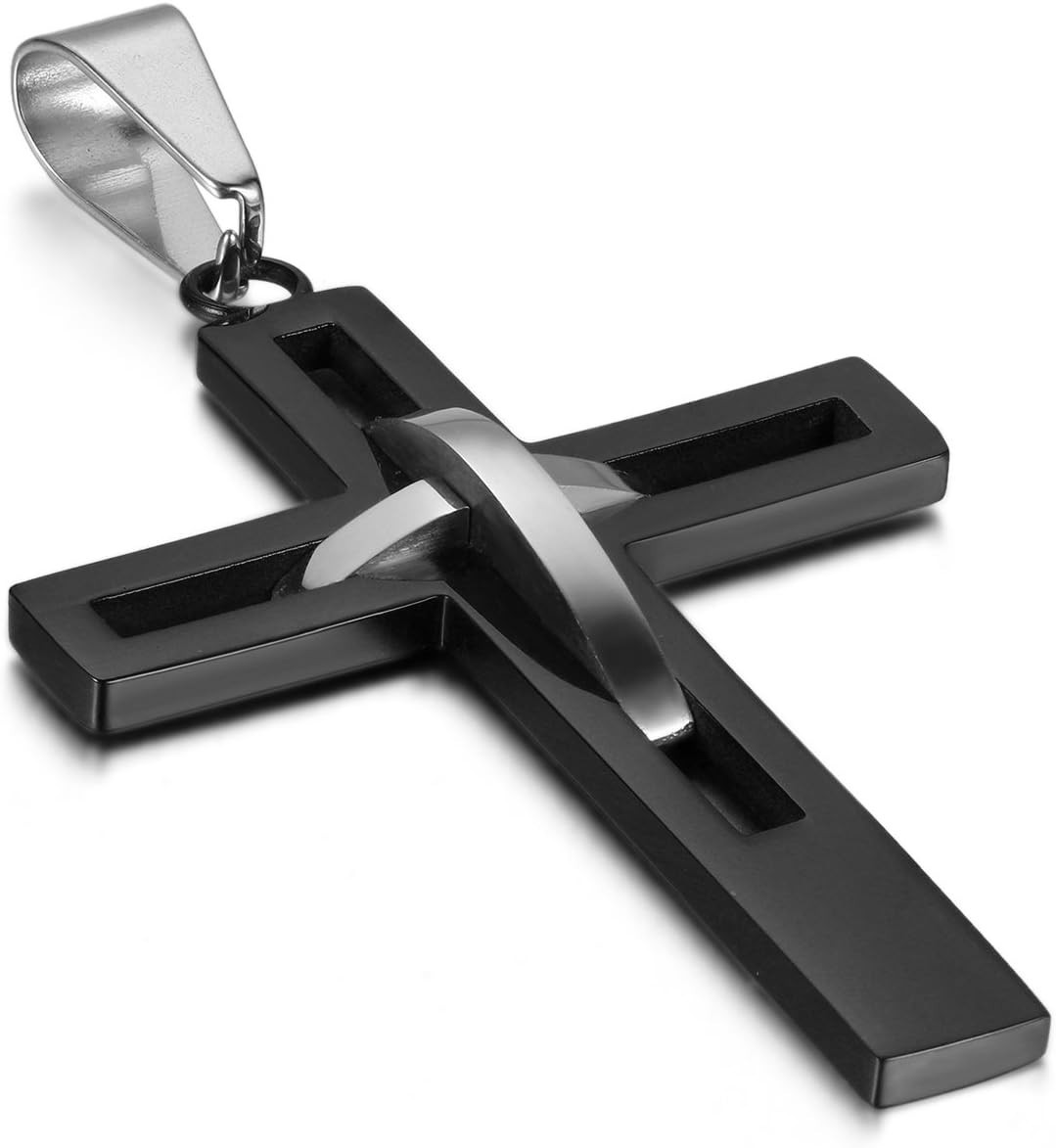 Unique Stainless Steel Cross Necklace with Free Chain – Ideal Gift for All Ages