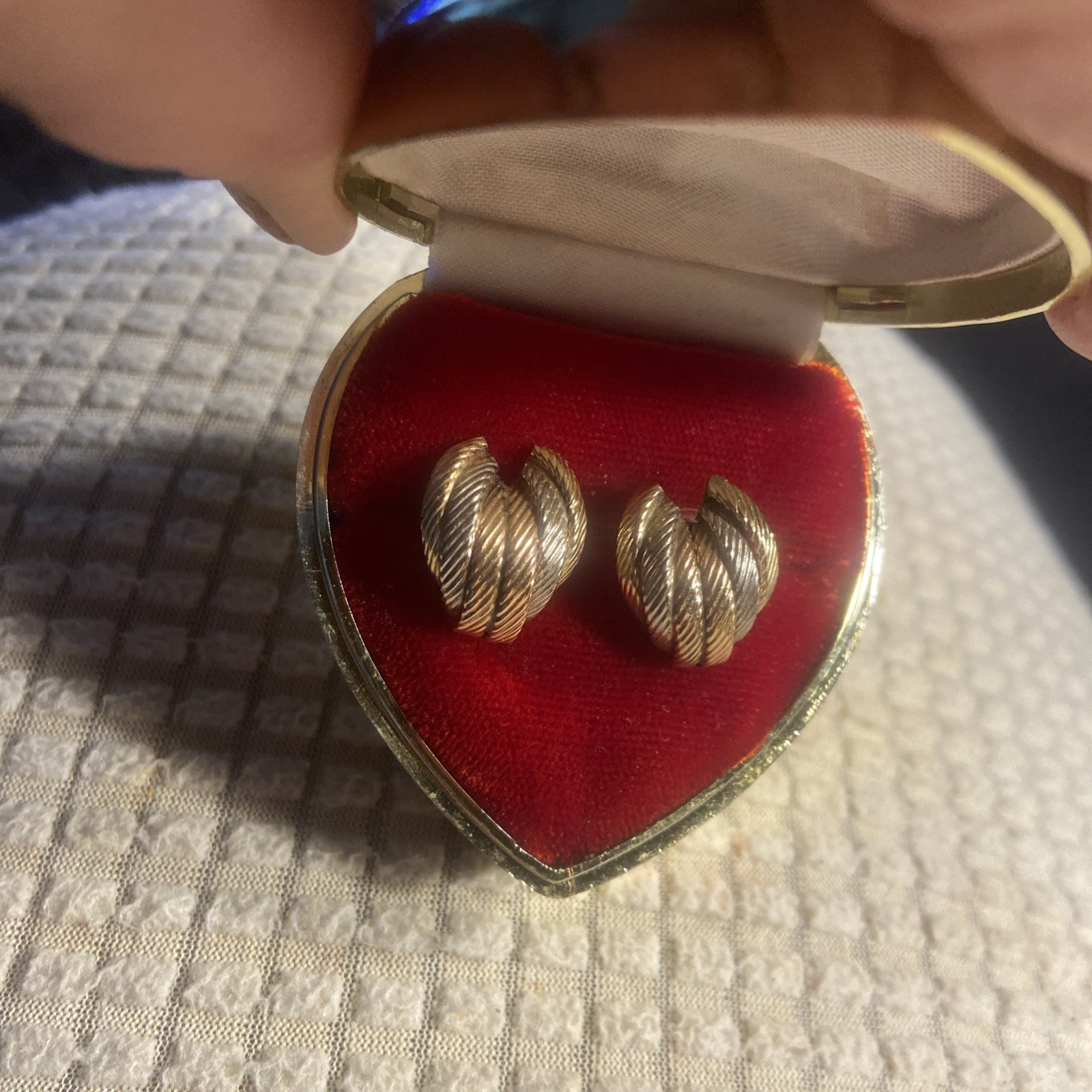 Vintage 14k Tri-Color Gold Twist Style Stud Earrings 2/3″ 2.98 Grams
