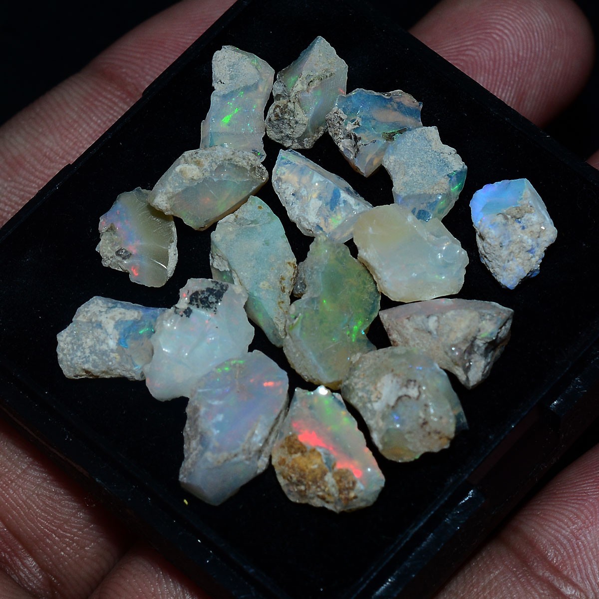 17 Pcs Natural Ethiopian Opal Rough Lot Top Grade Play Of Colors Loose Gemstones