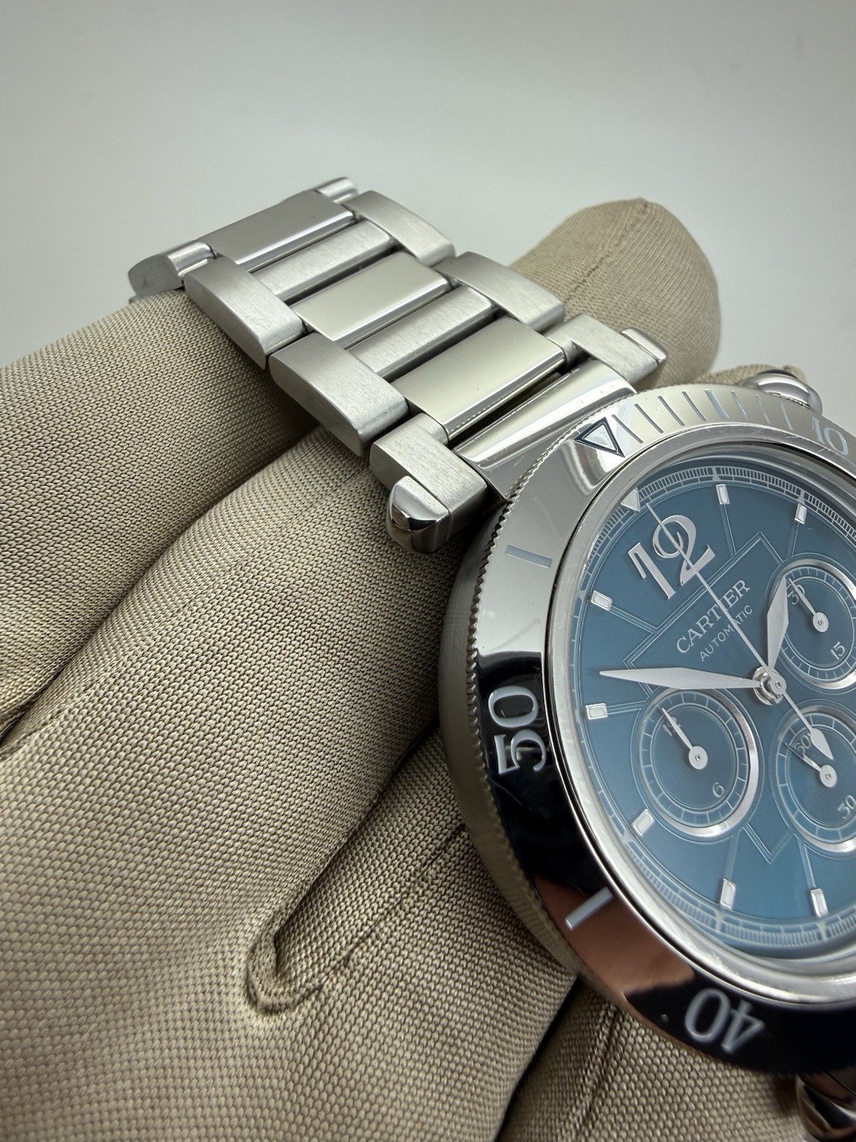 2024 Cartier Pasha Chronograph Blue Dial Auto Steel 41mm Watch WSPA0039 w/ Box