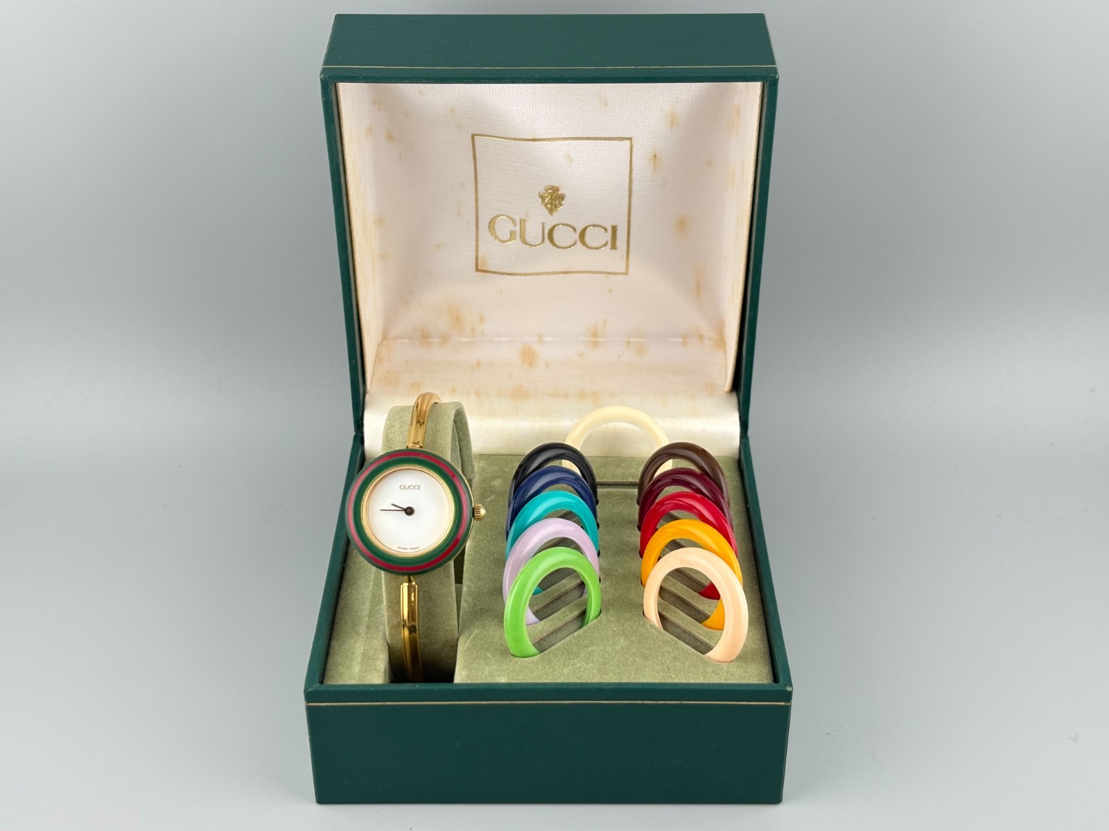 [Excellent] Gucci Change Bezel 11/12.2 Watch 12 Colors Box White Gold