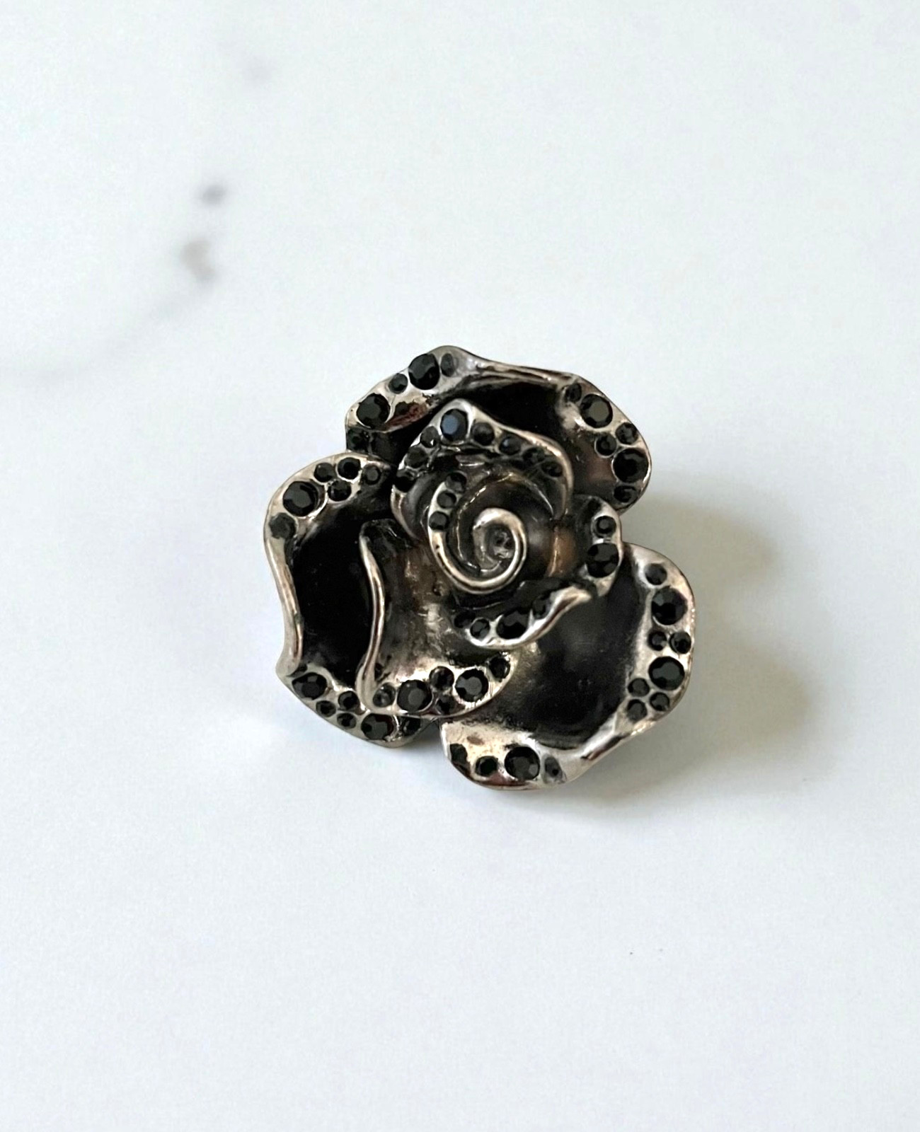 1.5/8” Diameter Black Rose Flower Casual Fun Statement Goth Punk Ring