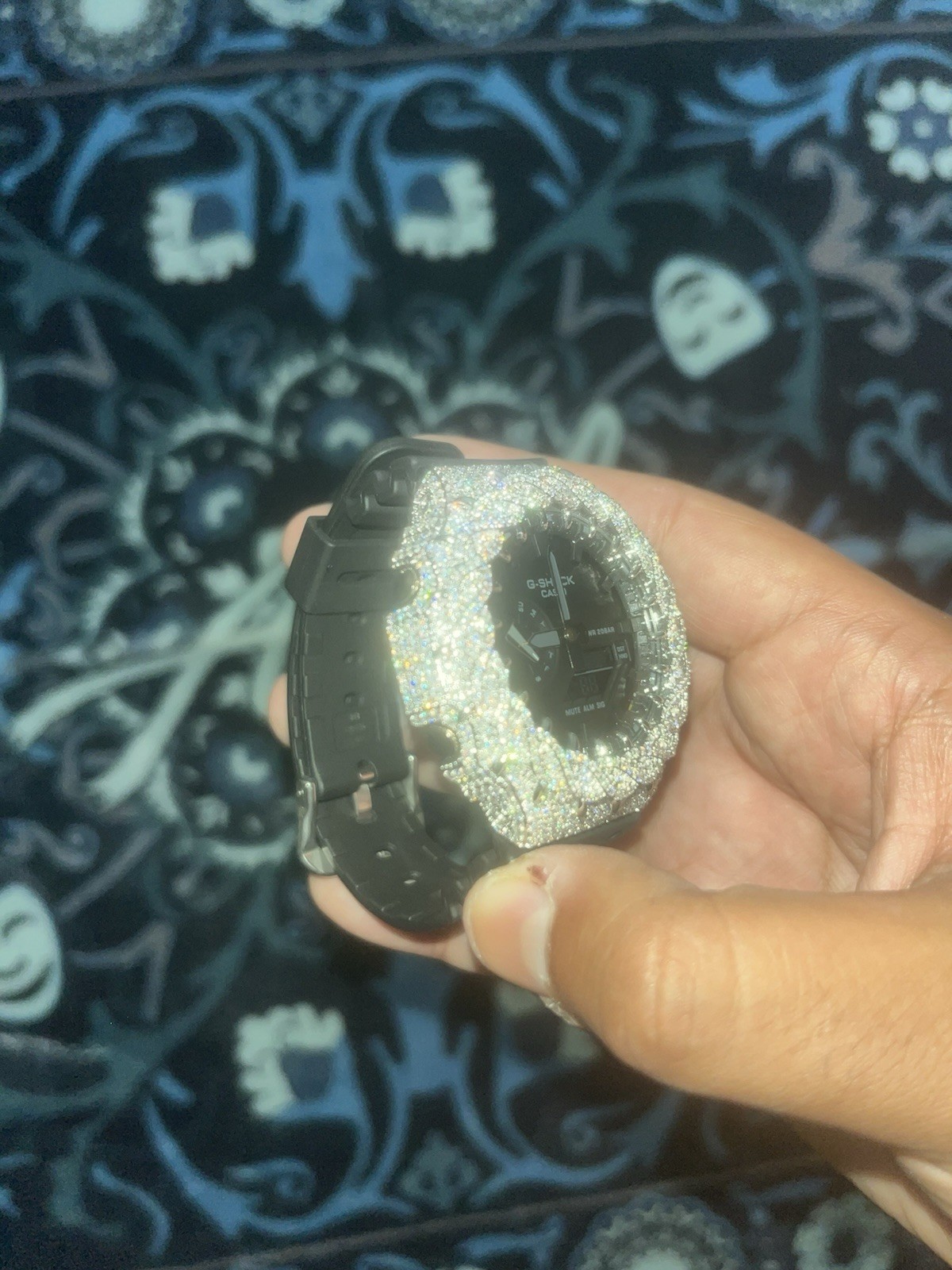 Casio G-SHOCK GA-2100 Black Watch 925.Silver with diamonds