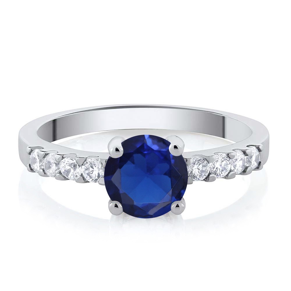 Created Sapphire Engagement Anniversary Promise Ring For Women (1.24 Cttw,