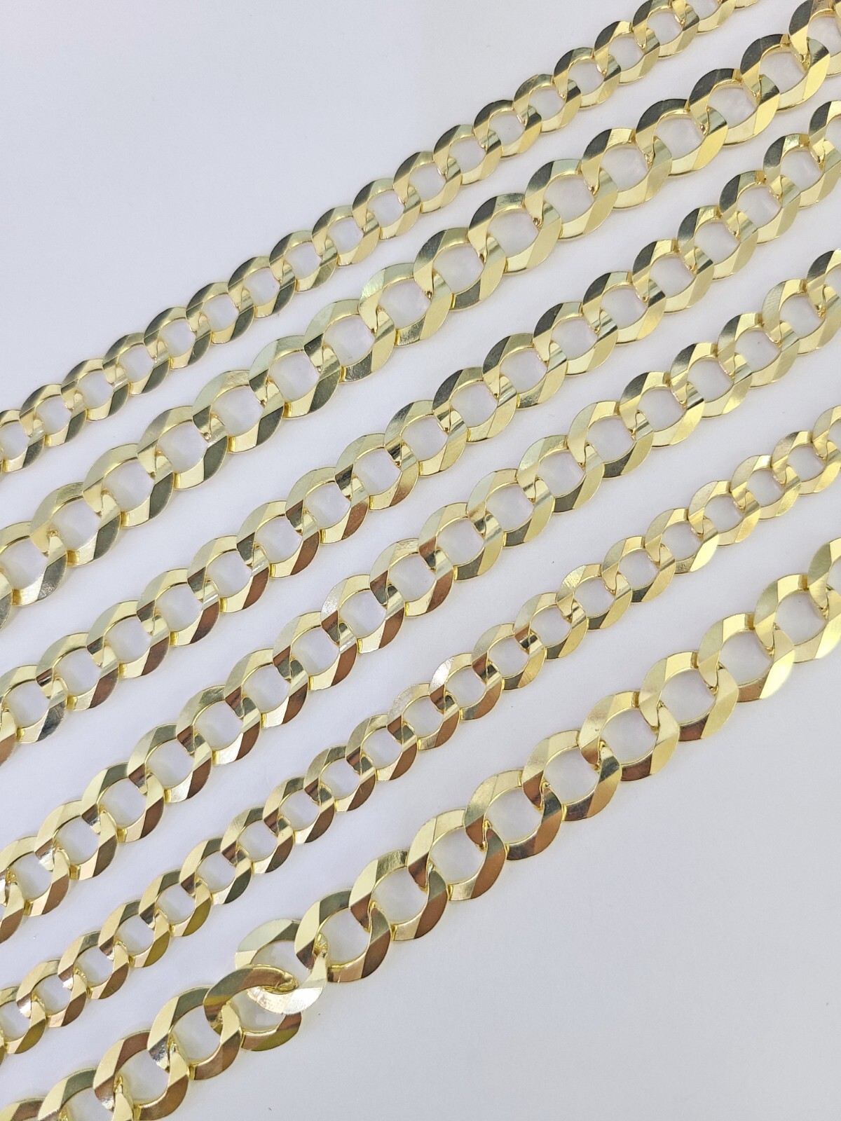 10k Solid Cuban Curb Link Necklace Chain Yellow Gold 8mm 9mm 10mm 20″-30″