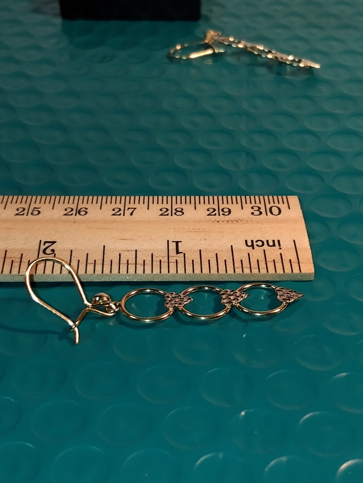 14k Yellow Gold 3.2 Grams Hanging Earrings 20inches Long. 14 K Stamped